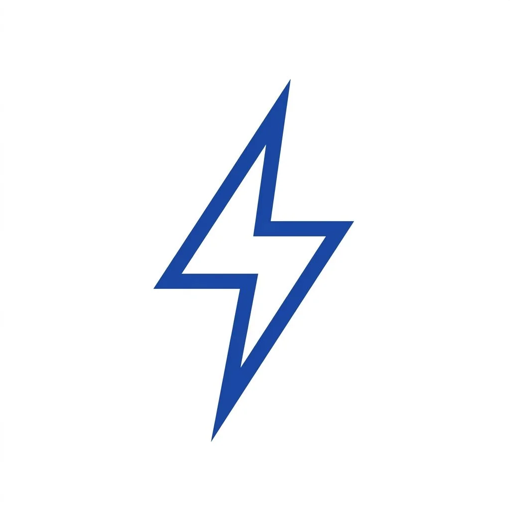 Blue lightning bolt icon on a white background.