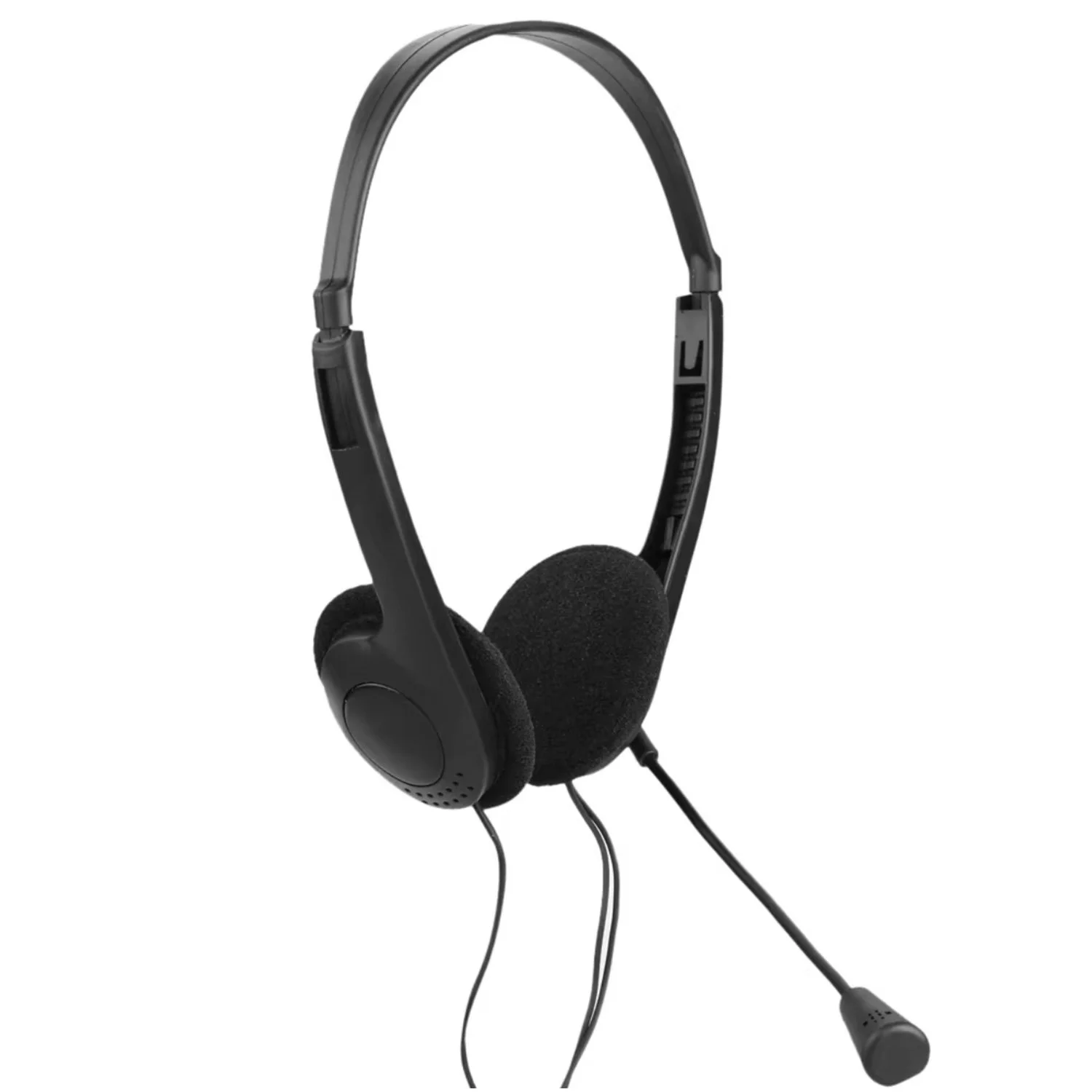 Standard wired headset showing its adjustable over-the-head band.