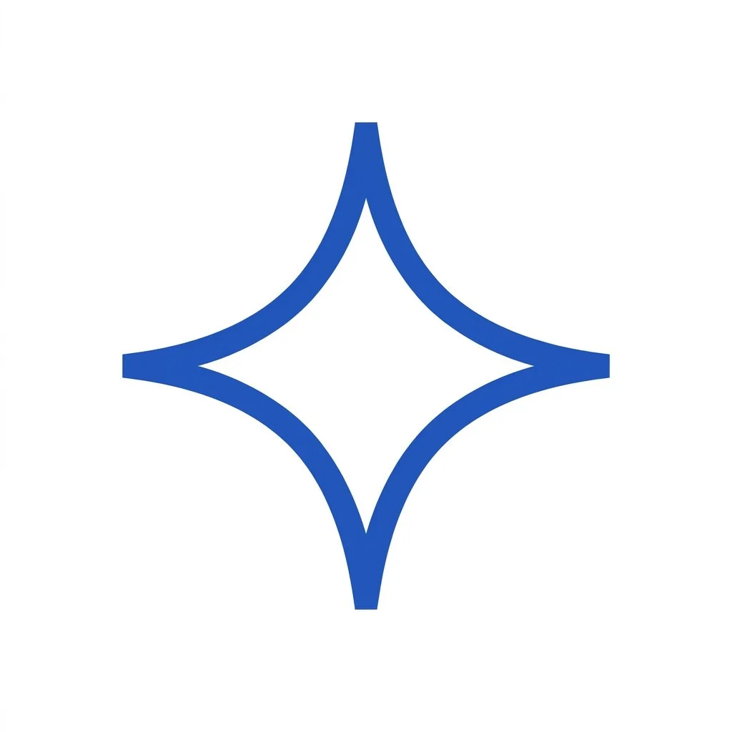 Blue stylized star or diamond shape on a white background