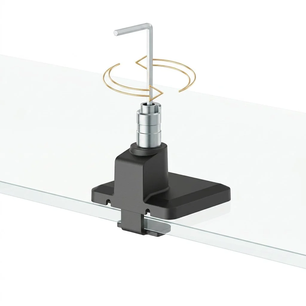 Built-in spring-tension adjustment used to balance the monitor’s weight.