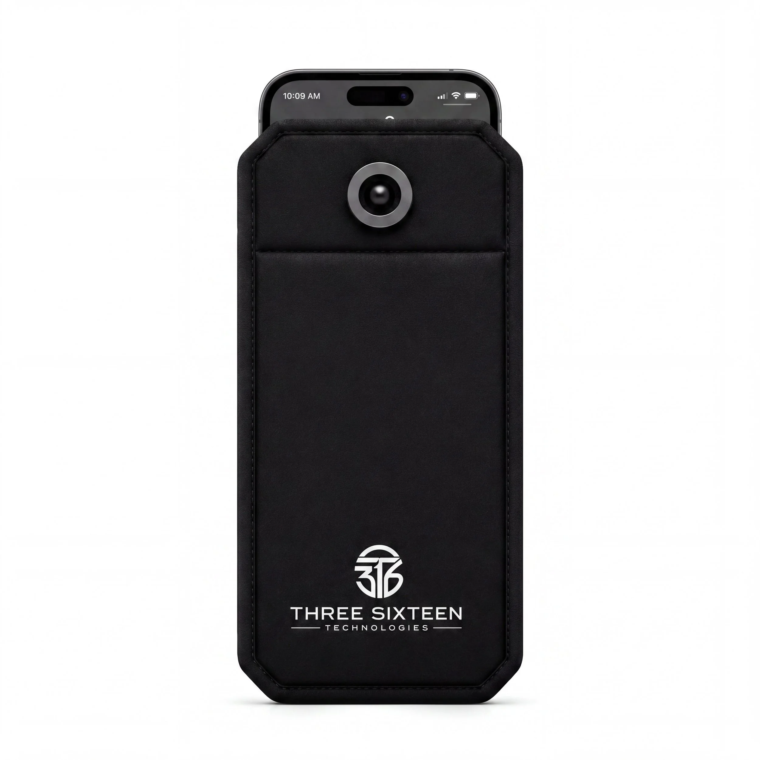 Four-step process showing phone insertion, locking, retention, and authorized magnetic release.
