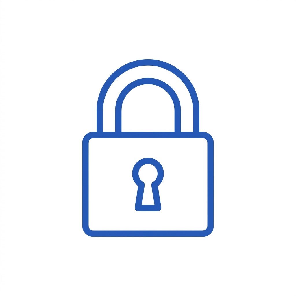 Simple blue outline of a padlock on a white background.