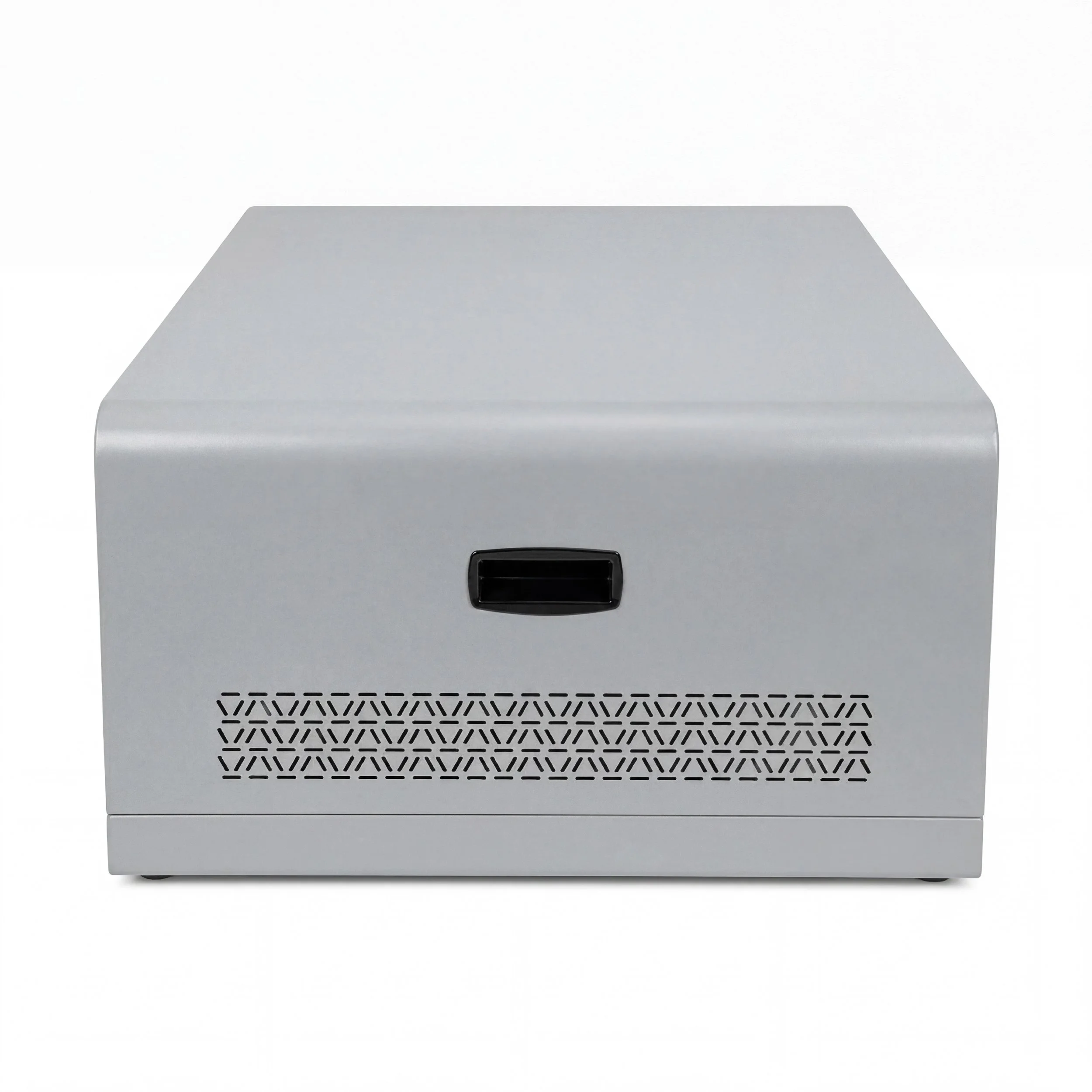 Side ventilation openings and integrated handle on the 16 Unit Charging Cabinet.