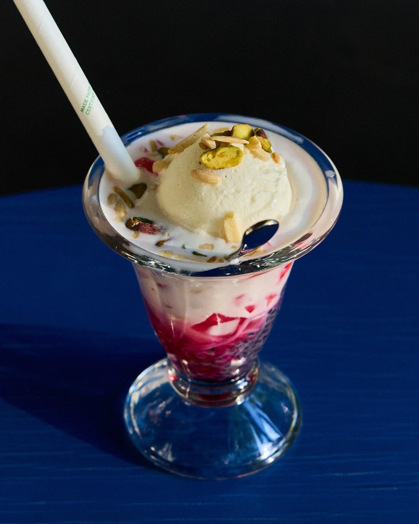 Are you familiar with falooda?⁠
⁠
If not, you might be missing out on your new favourite dessert.⁠
⁠
A South Asian classic layered with rose syrup, vermicelli, sweet basil seeds (sabja), milk, and ice cream 🌹