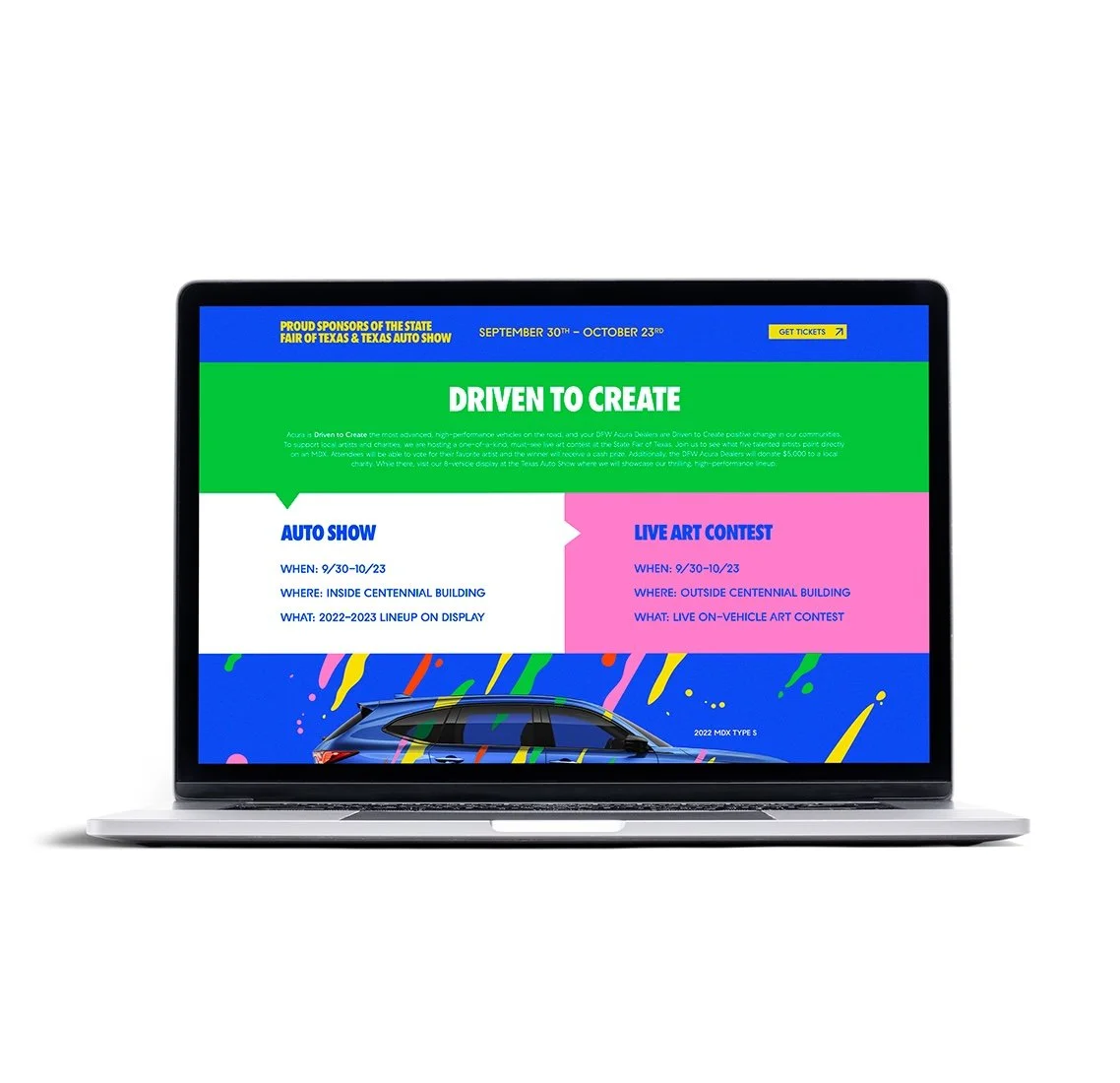 Acura event landing page for Texas Auto Show at State Fair of Texas
