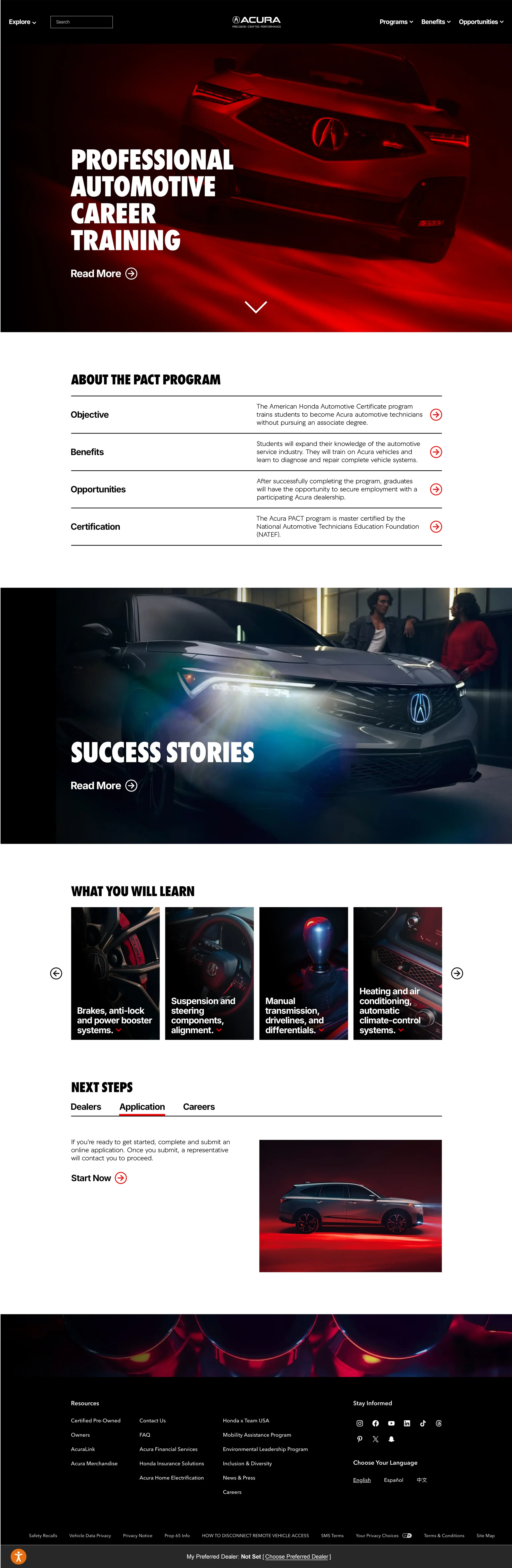 Acura PACT website design