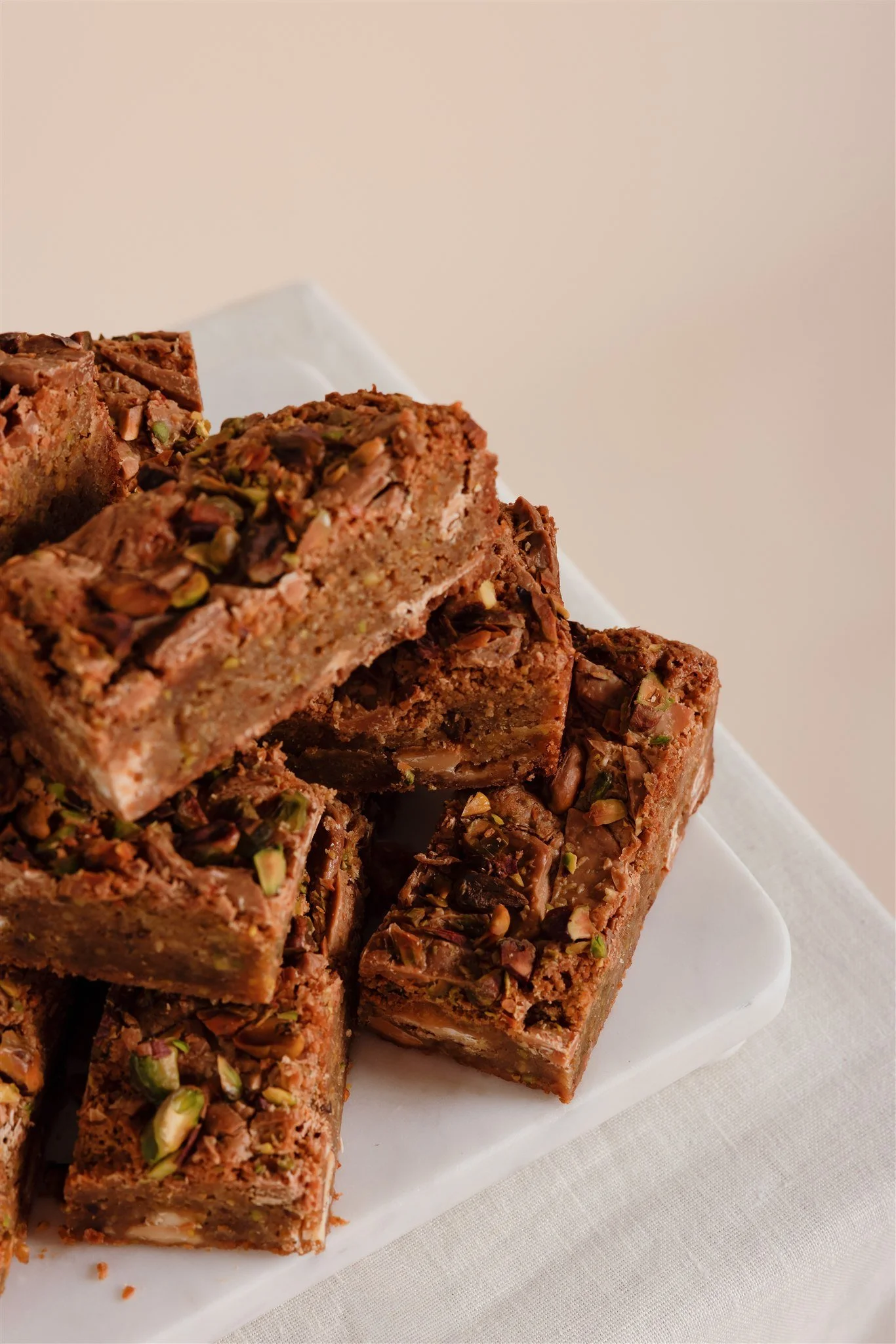 White Chocolate and Pistachio Blondies