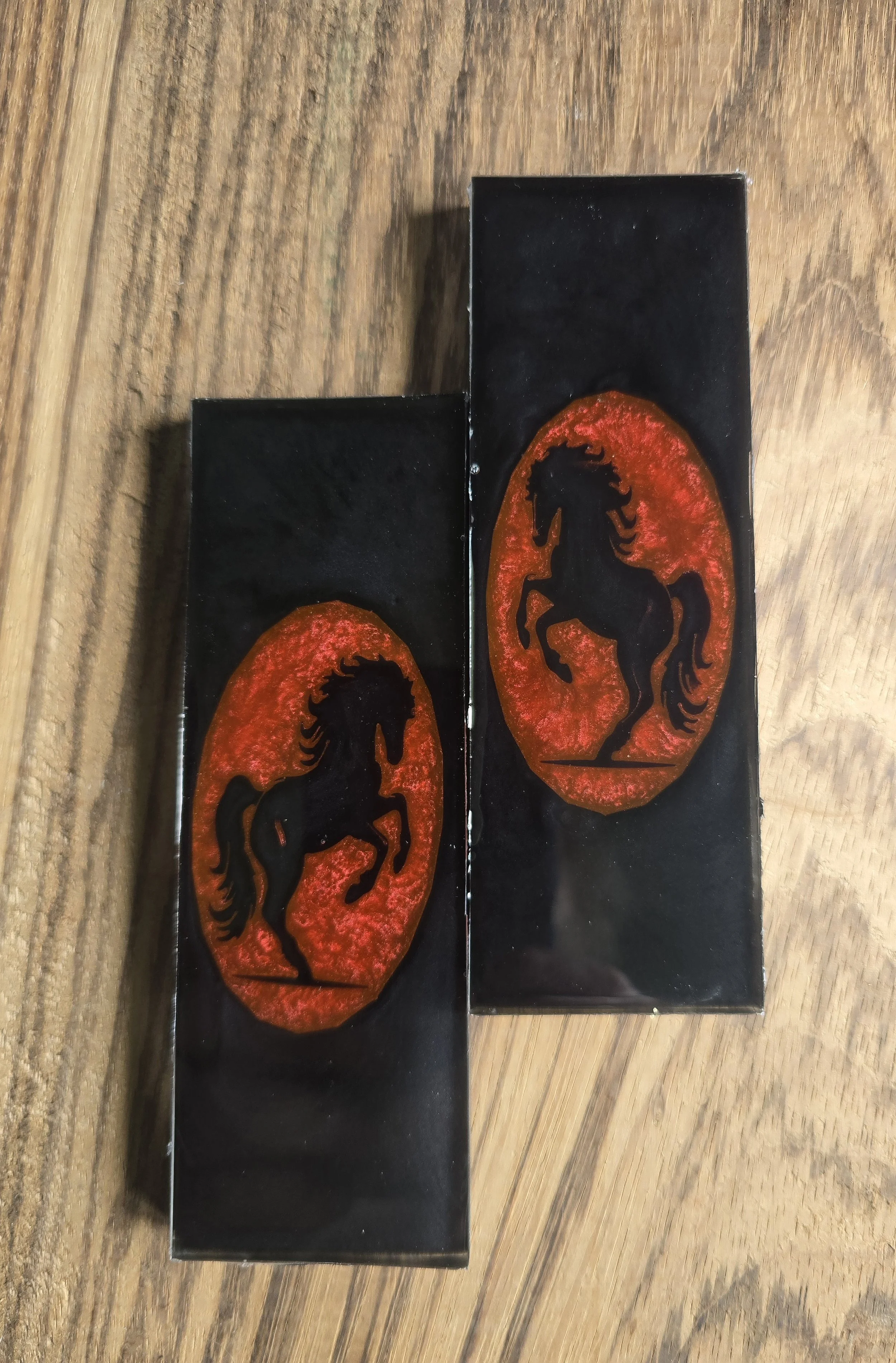 .4x2x6 inch BLACK STALLION RESIN KNIFE SCALES IN BLACK AND REDISH BROWN