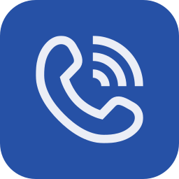 Icon of a phone receiver with wireless signal lines, indicating a call or communication feature.