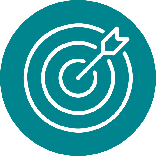 Icon of a dart hitting the center of a bullseye on a target, representing goal achievement or precision.