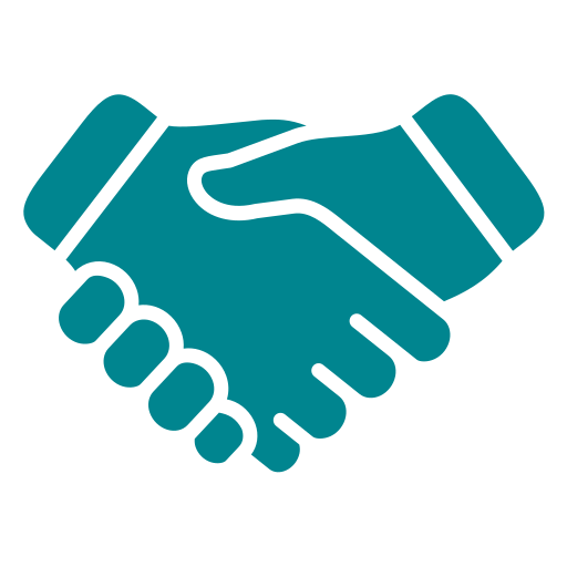 Icon of two hands shaking, symbolizing agreement or partnership.