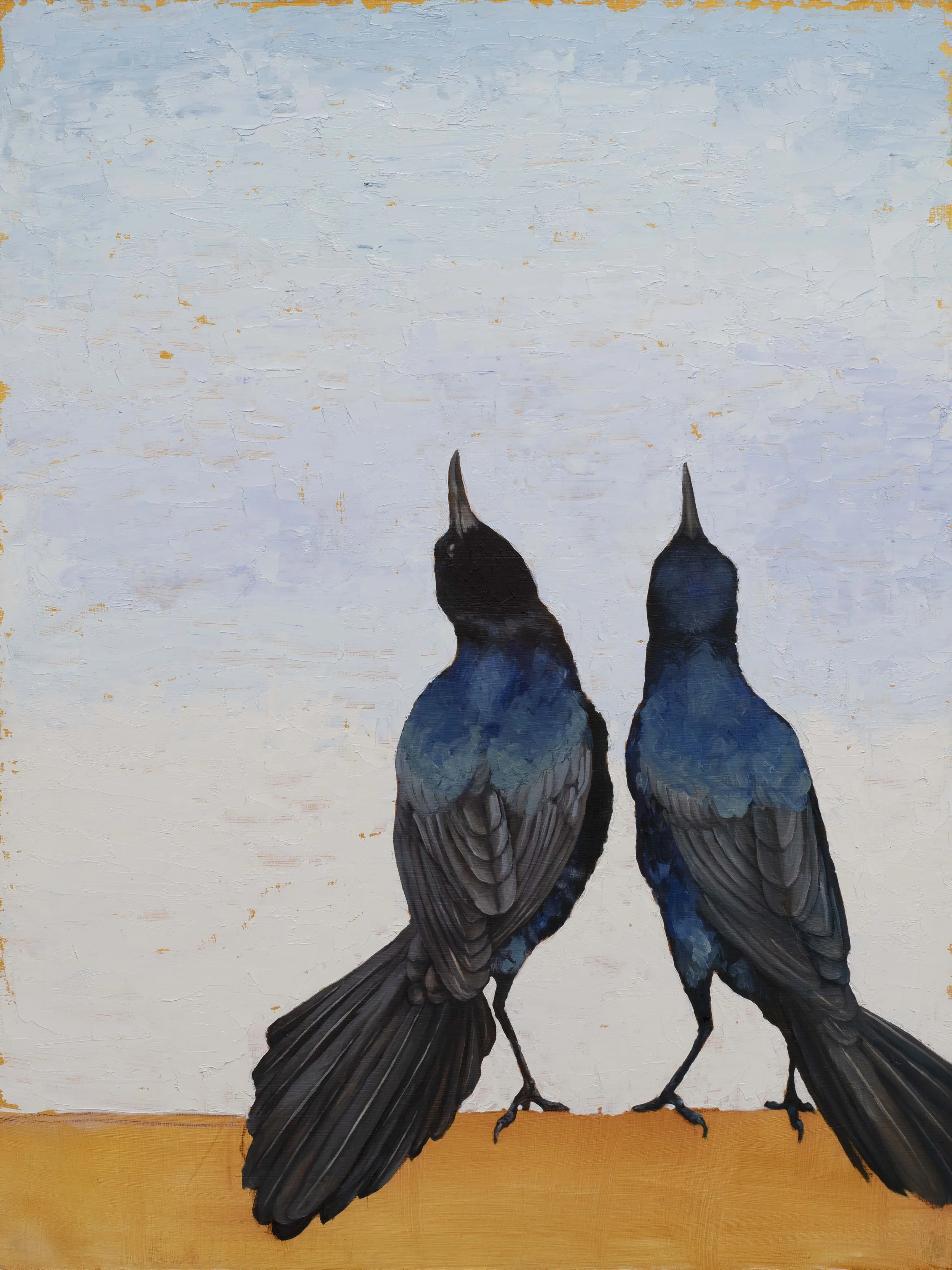 Two Grackles Oil Painting