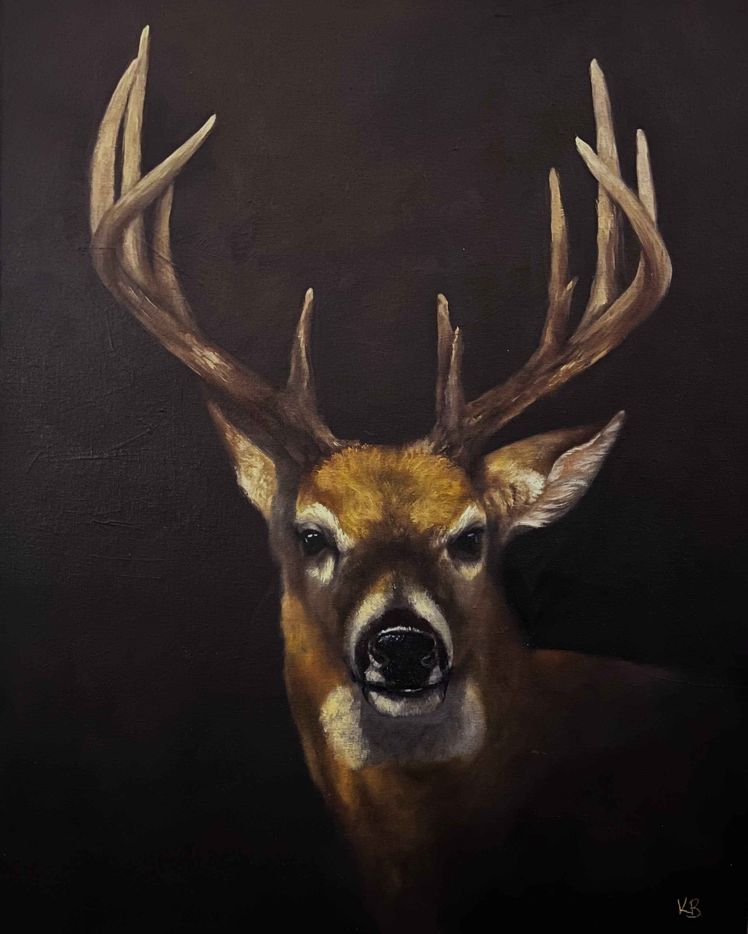 Whitetail Buck Trophy Portrait Oil Painting