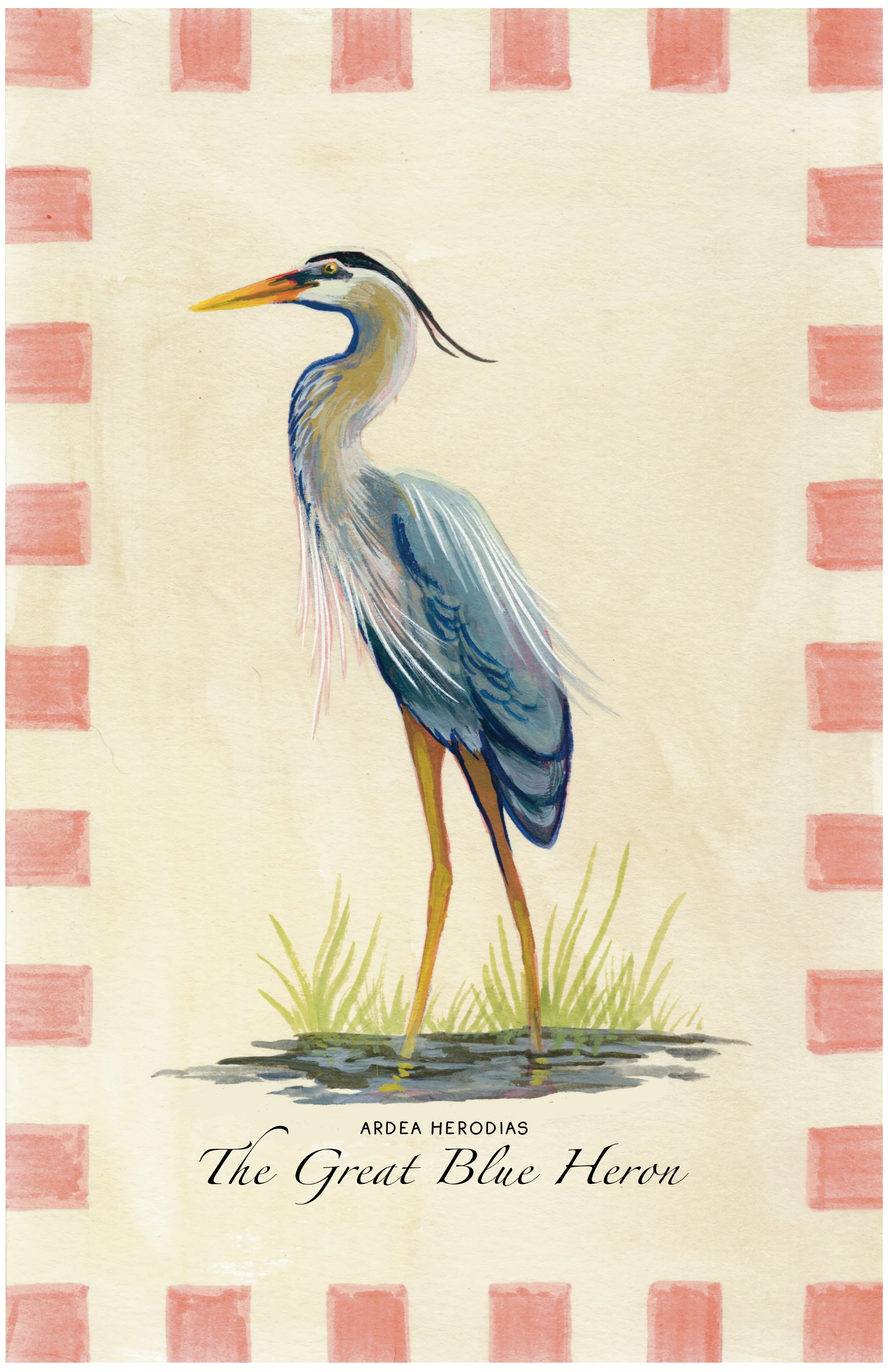 Great Blue Heron Gouache Painting