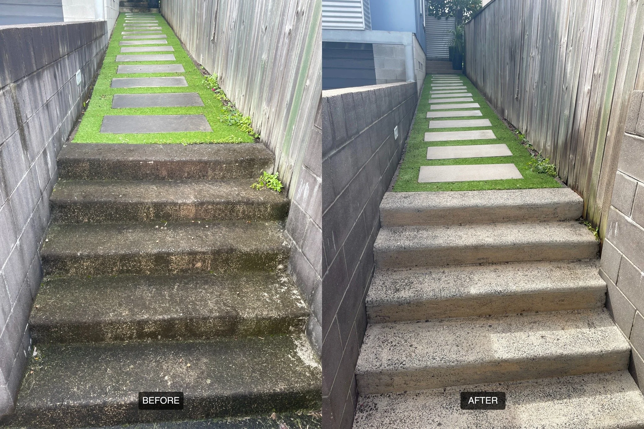 Cleaning of timber, concrete, masonry, and rendered boundaries.