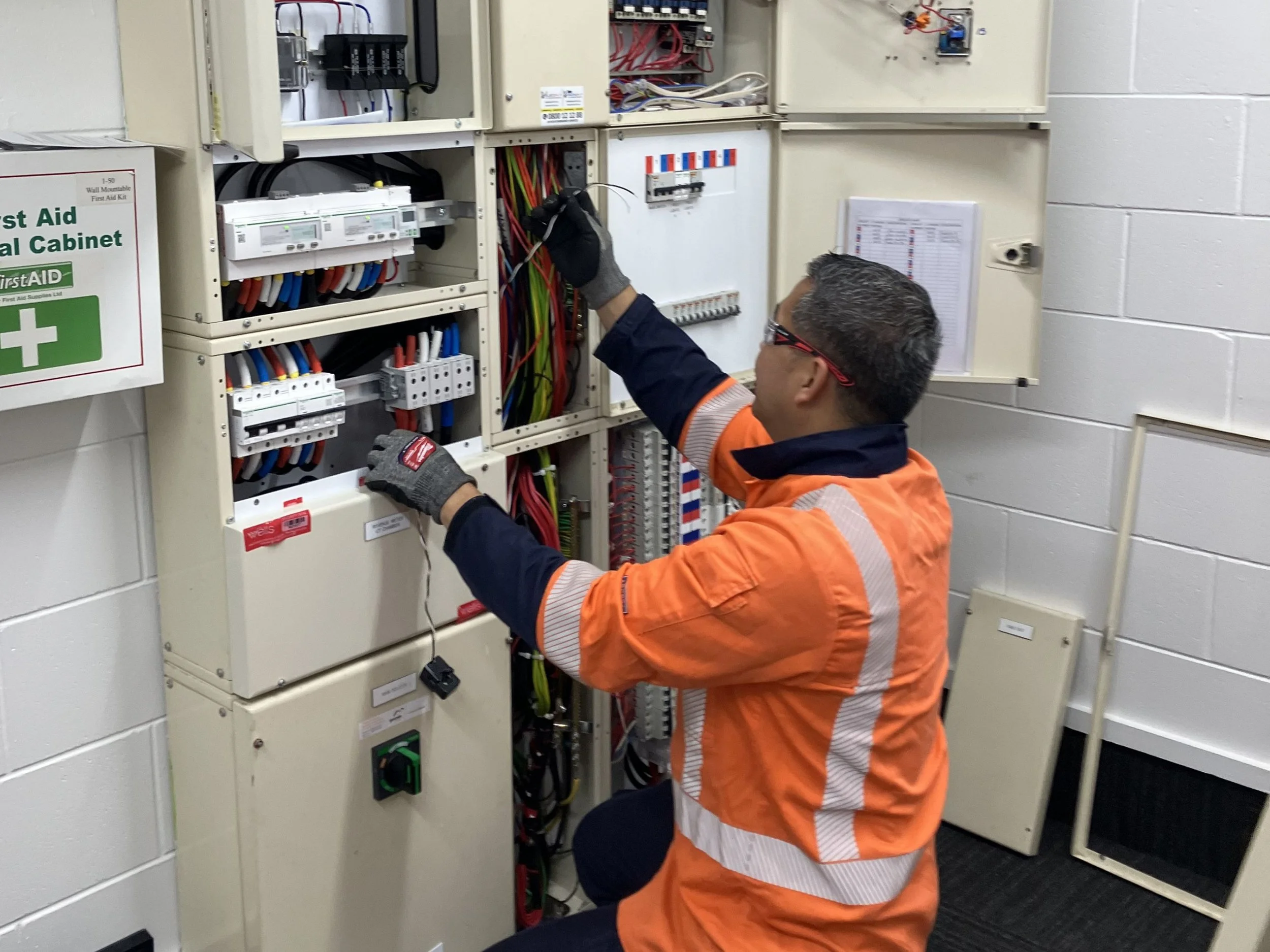 Electrician measuring