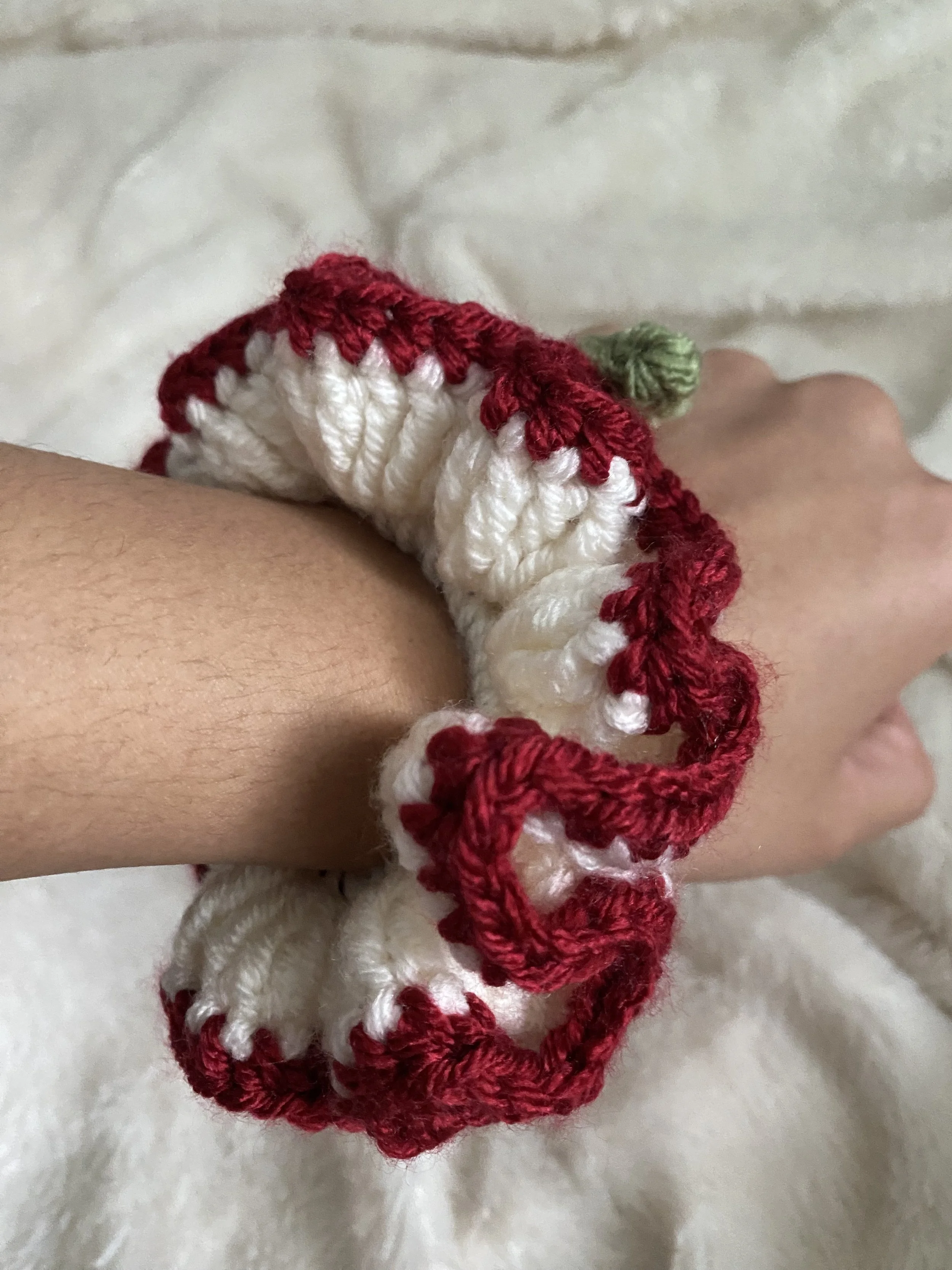Apple Crochet Scrunchie.