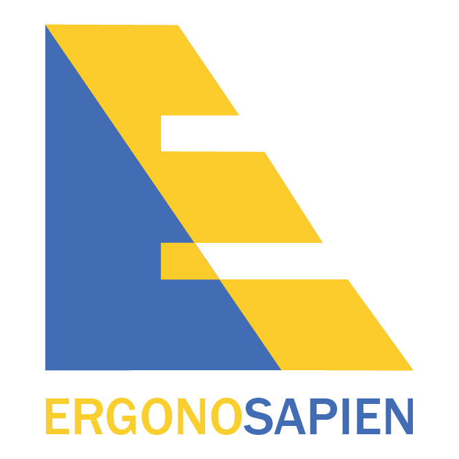 Logo with geometric shapes in black, yellow, and blue, and the text 'ERGON SAPIEN' underneath.