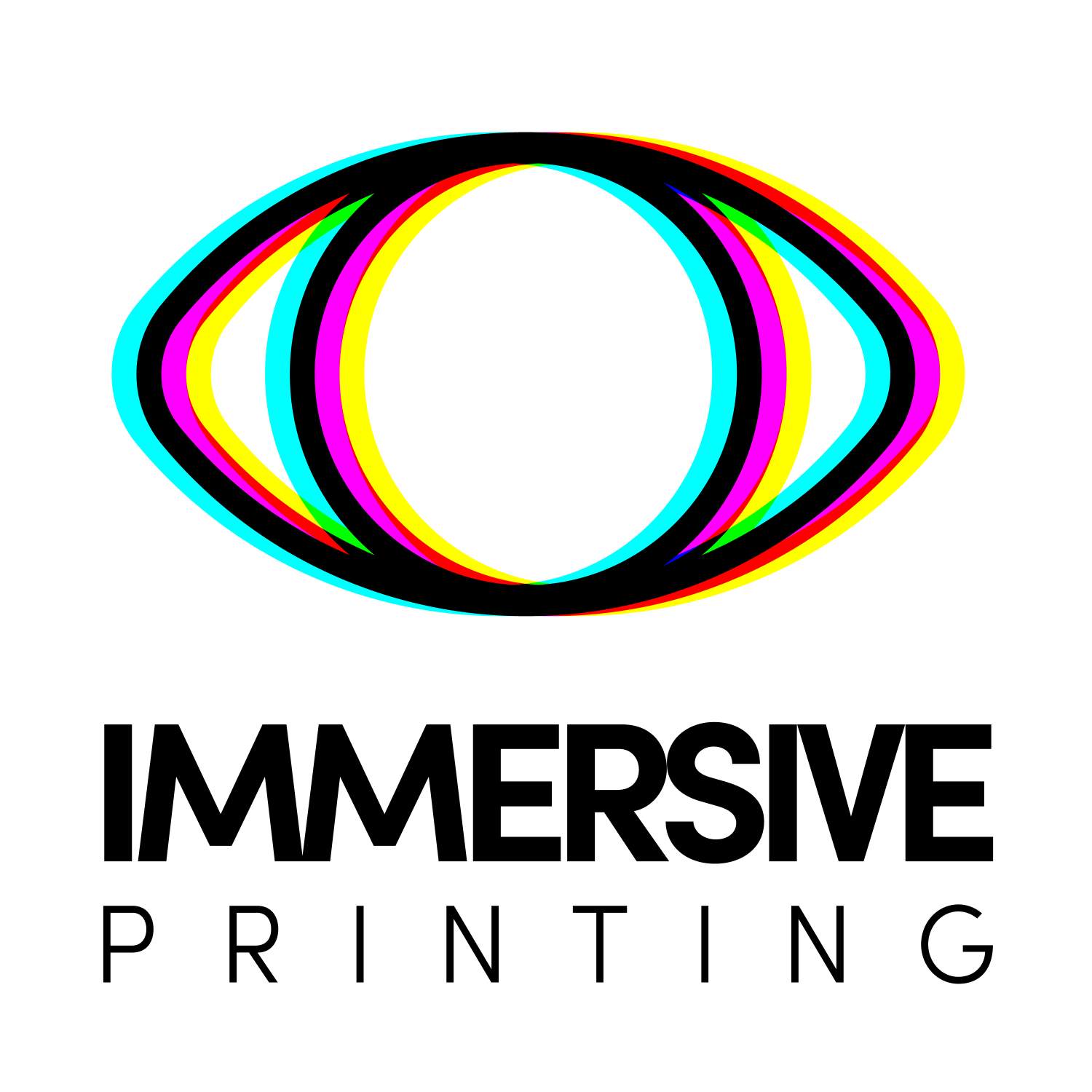 Colorful neon-style outlines of a human eye on a black background.