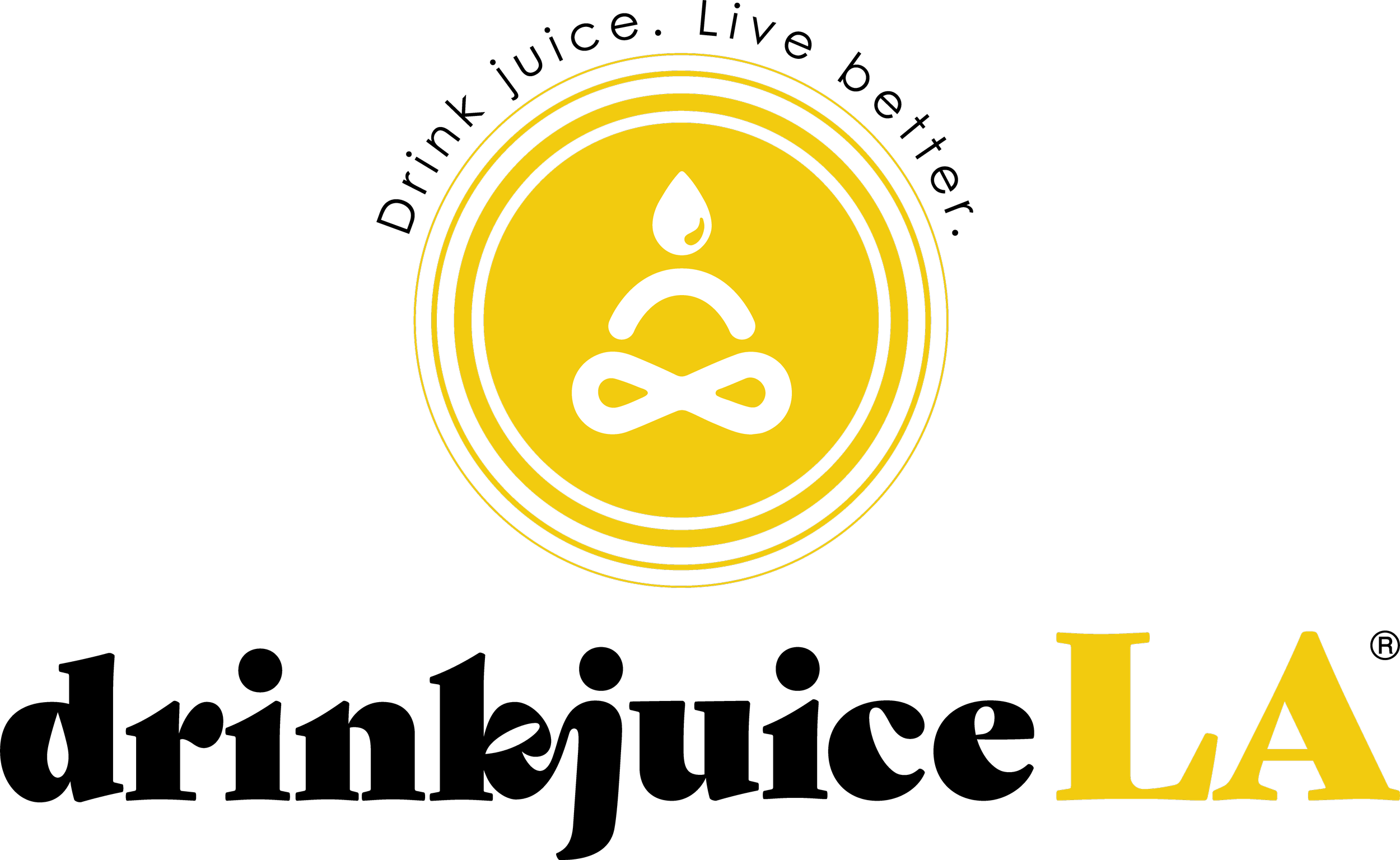 A yellow circular badge with a white flame and infinity symbol in the center. Black concentric rings surround the badge on a black background. Partial yellow and white text is visible underneath.