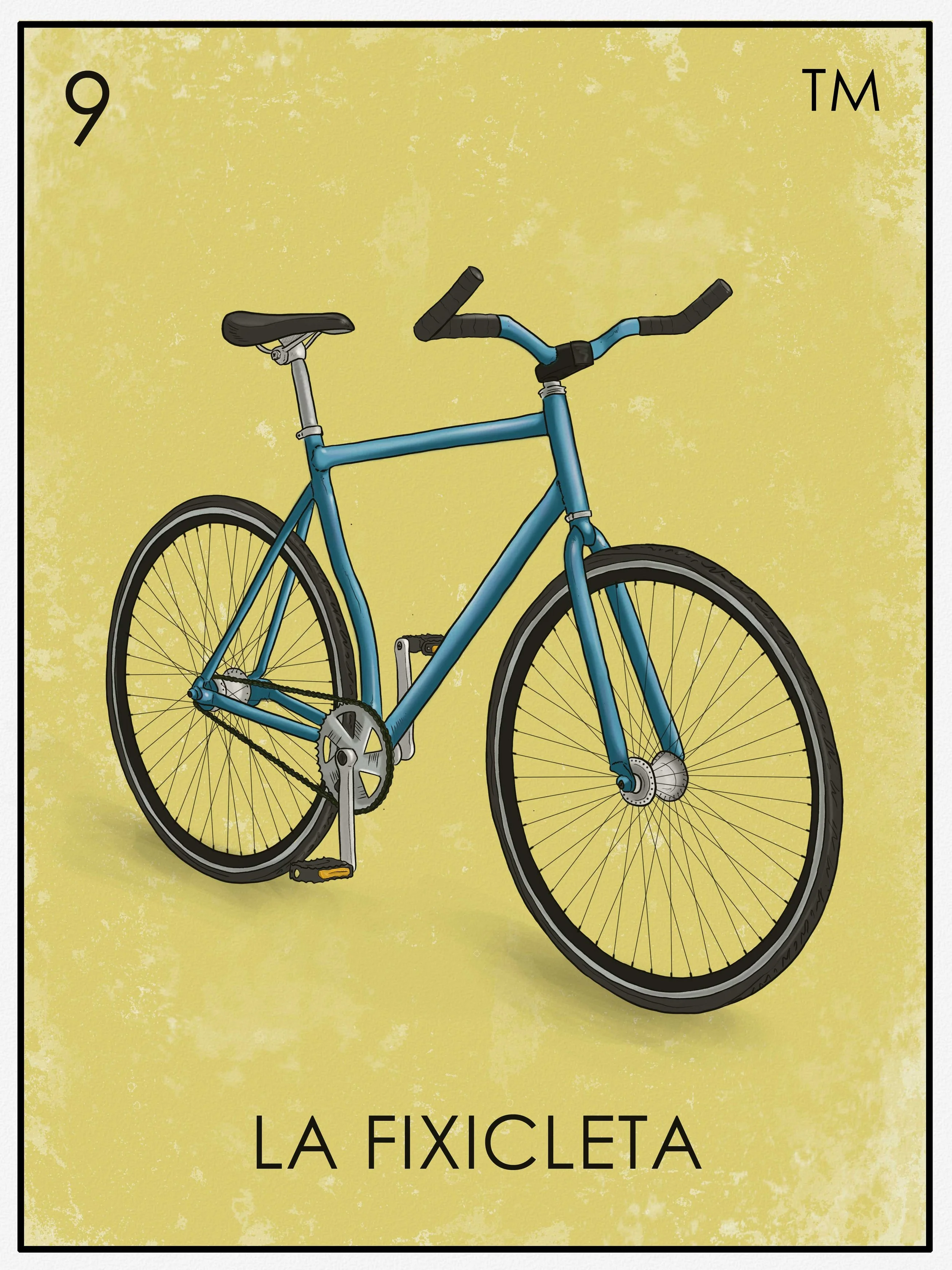Cover of a book titled "La Fixicleta" with an illustration of a blue bicycle against a yellow textured background.