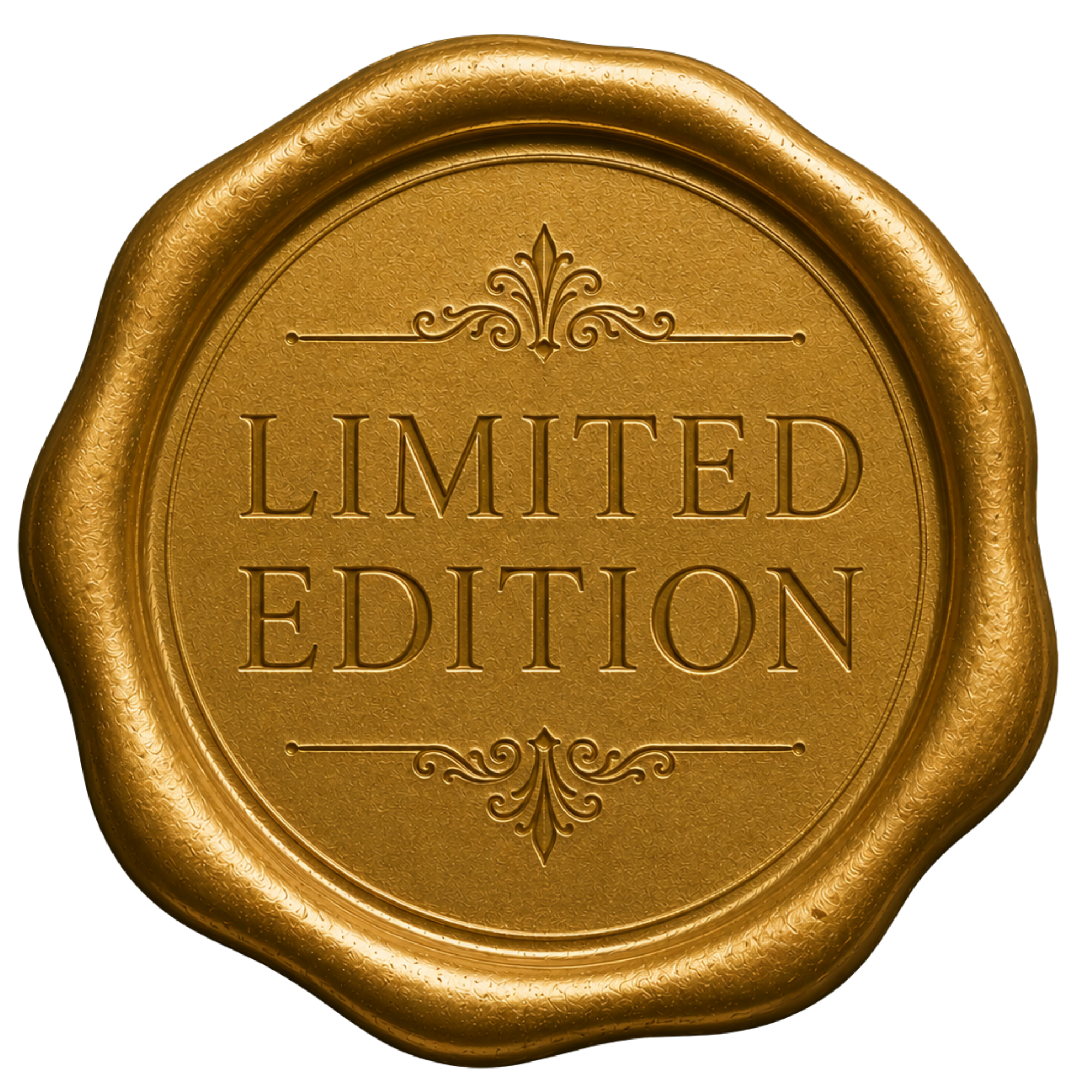 Close-up of a gold medal with the inscription "Limited Education" and decorative elements.