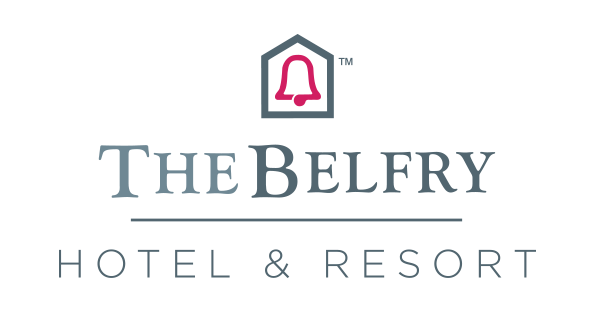 Logo of The Belfry Hotel & Resort featuring a bell inside a house outline.