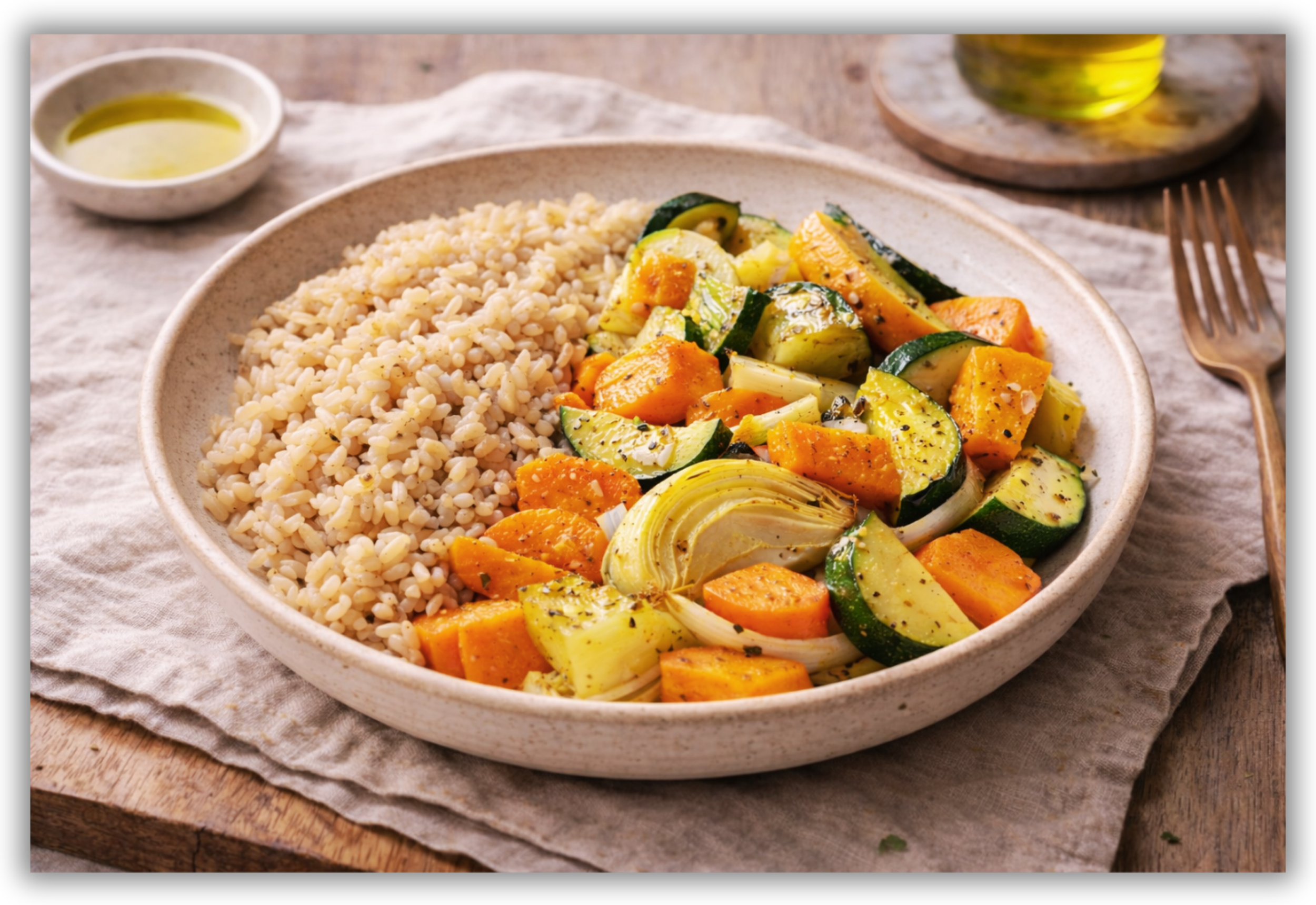 Simple Rice, Vegetables,
and Olive Oil