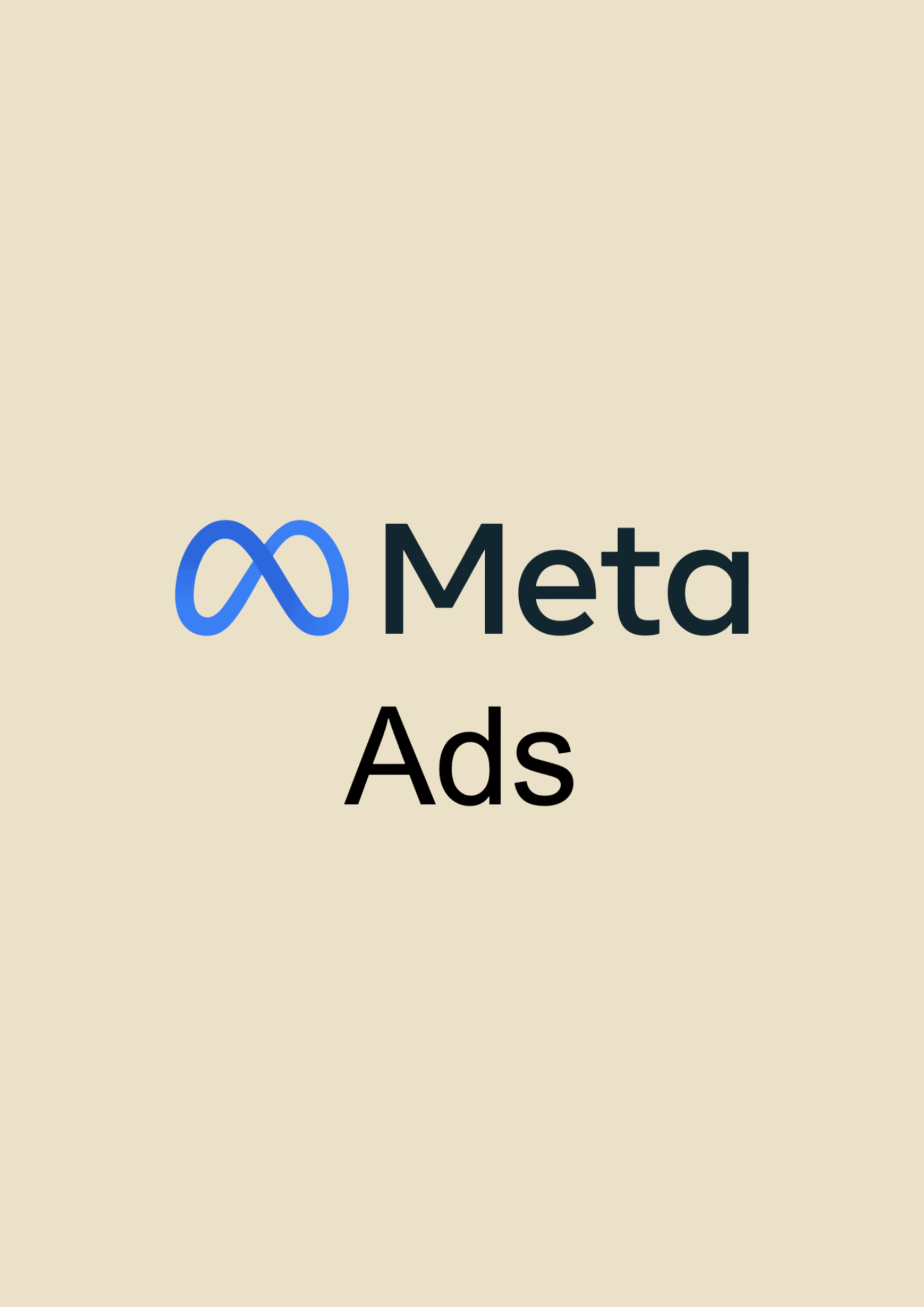 Meta Logo mit dem Wort 'Ads' darunter auf hellem Hintergrund.