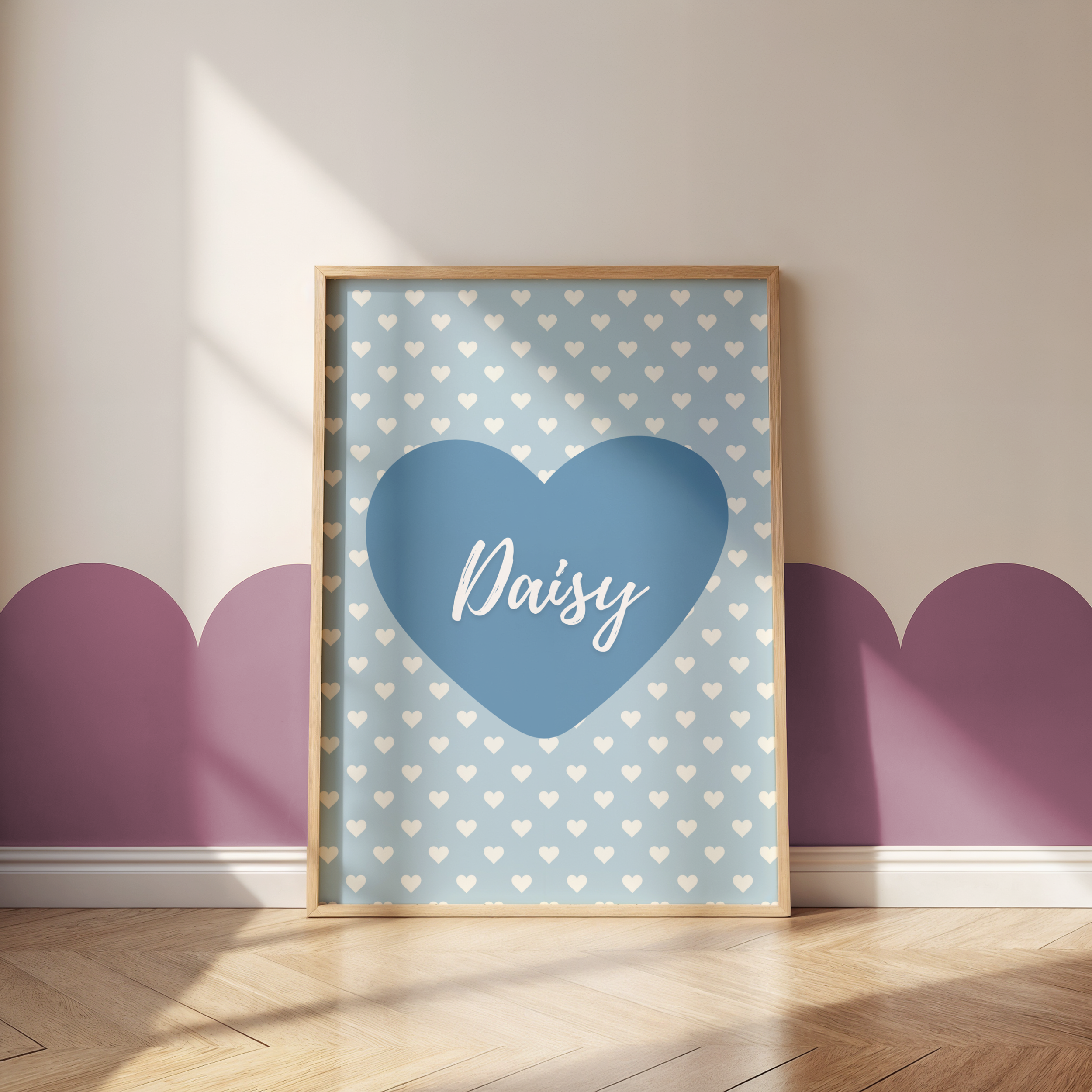 Blue Hearts Name Print