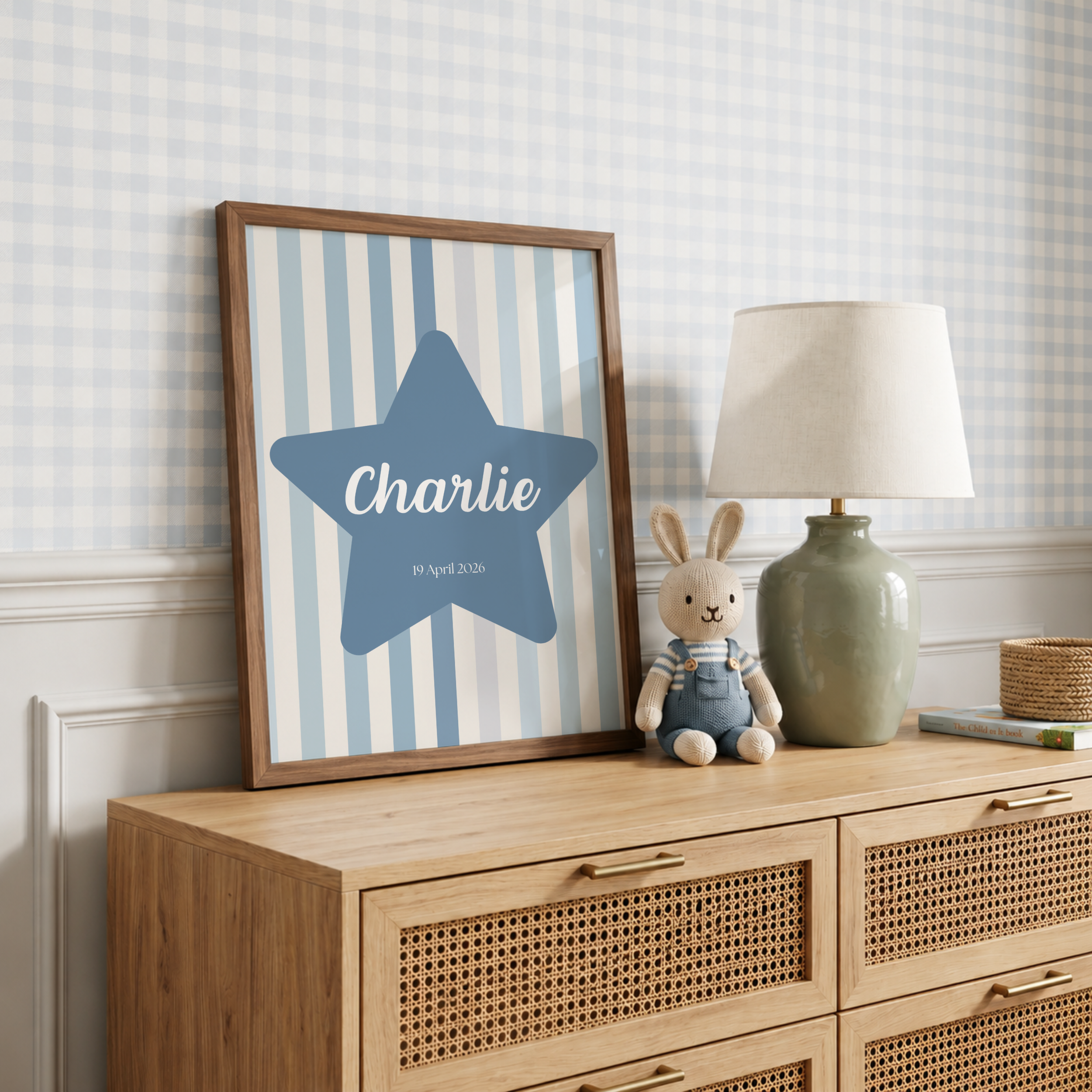 Boys Stripes & Star Custom Nursery Name Print