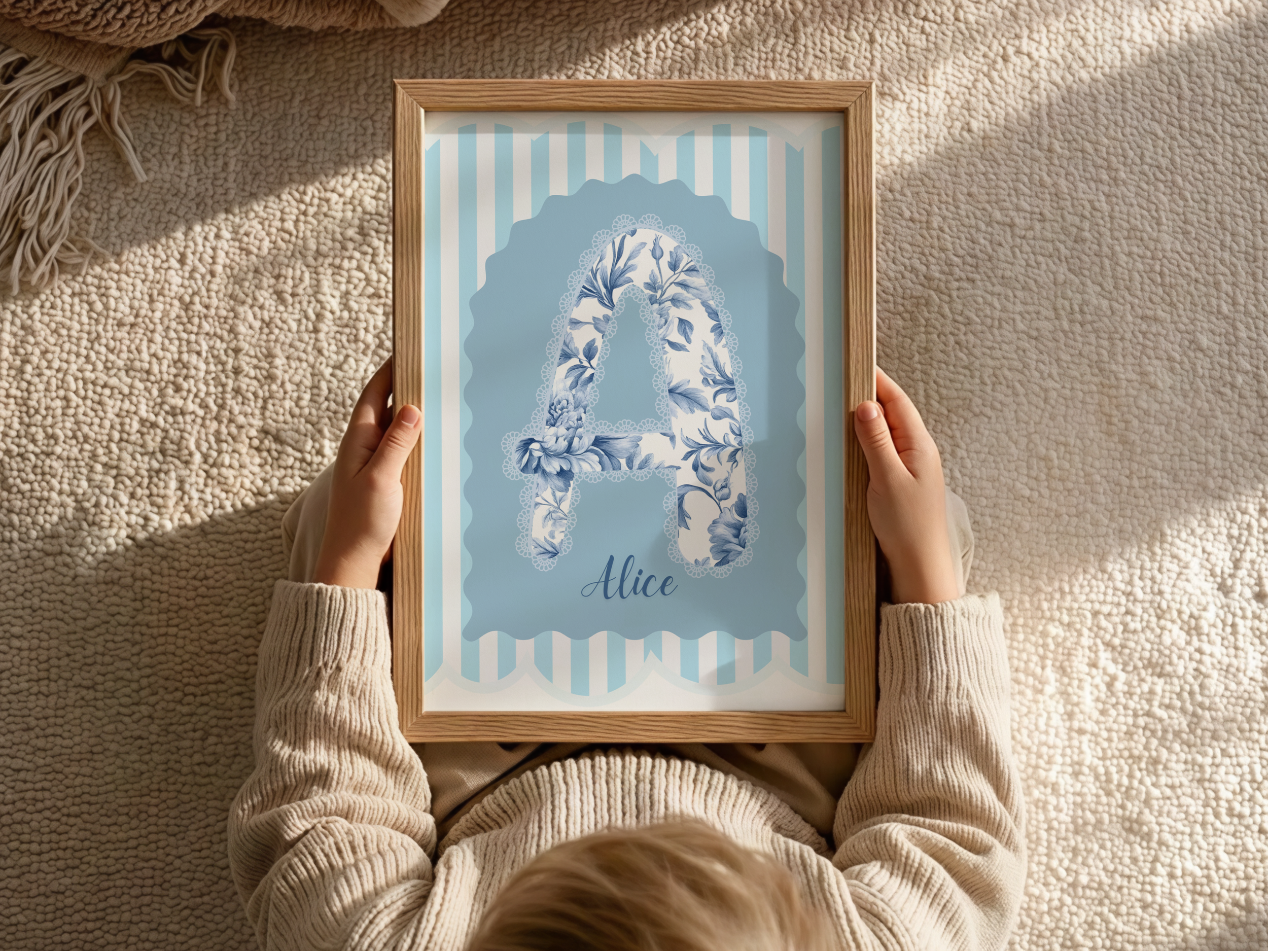 Floral Blue Custom Name Print