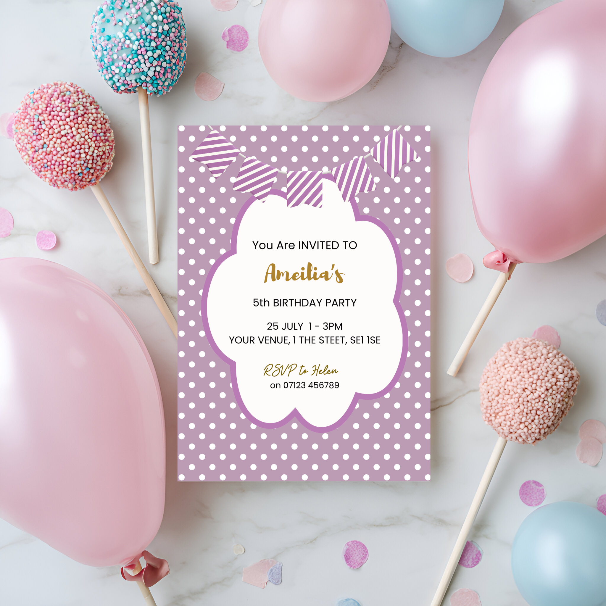 Purple Polka Dot Party Invitation