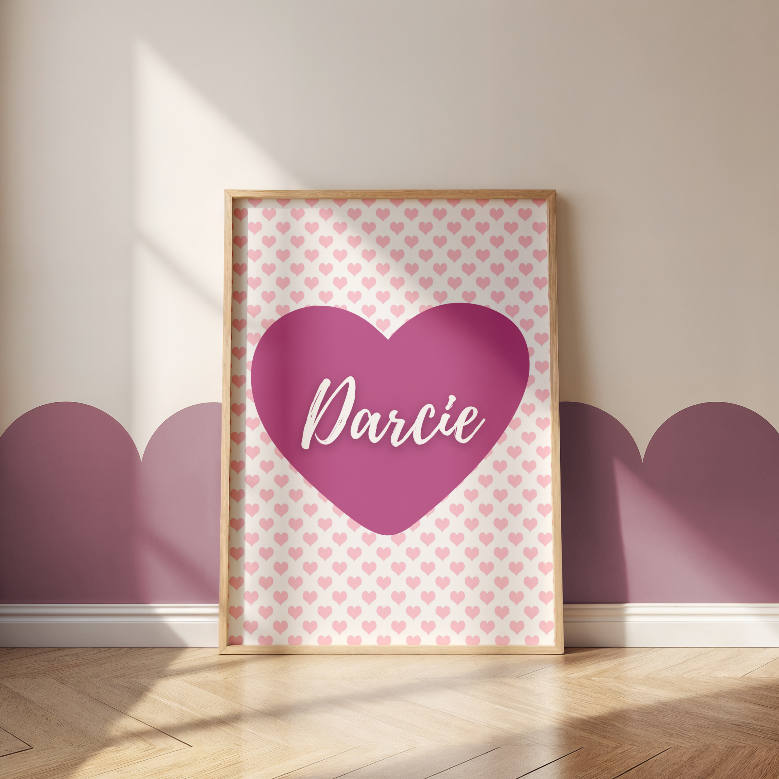Pink Hearts Name Print