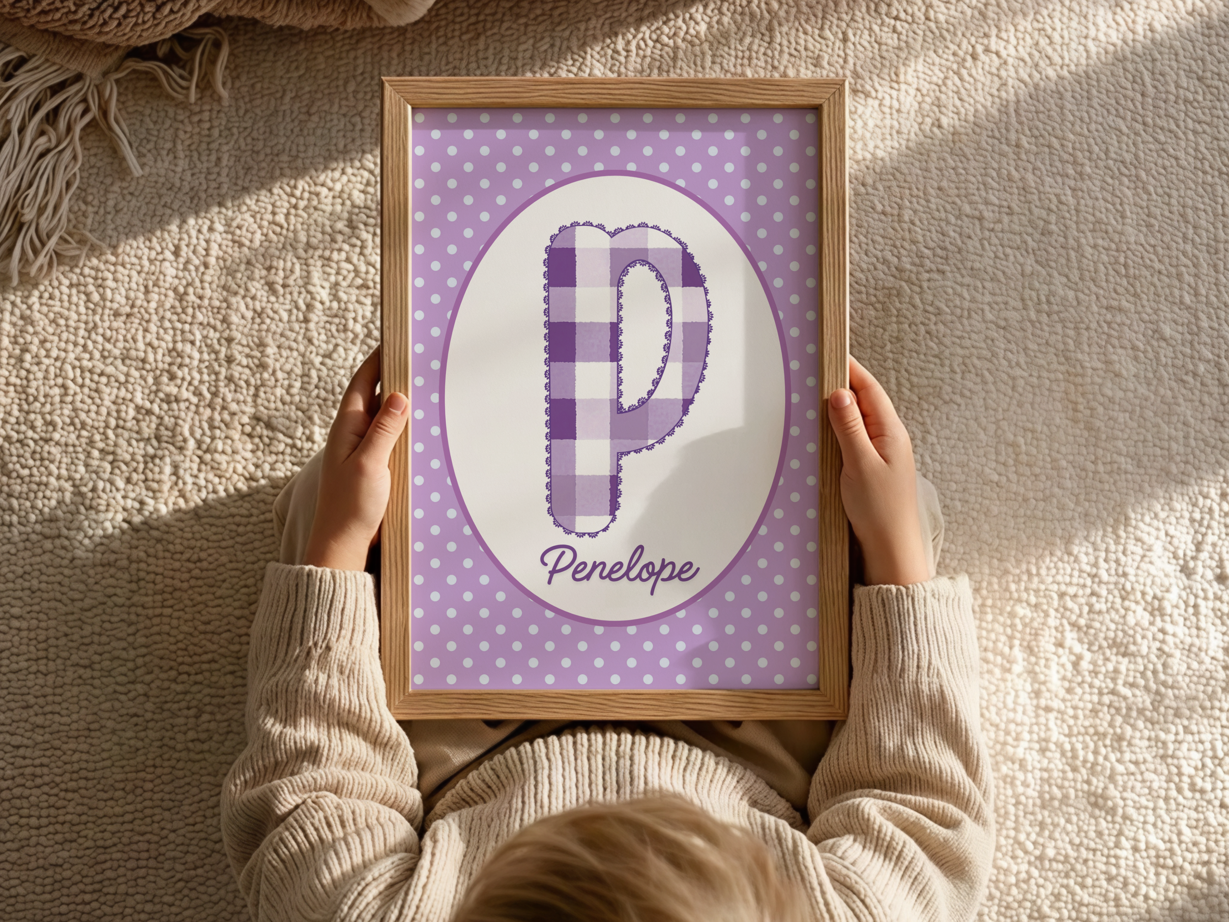 Purple Polka Dot Custom Name Print