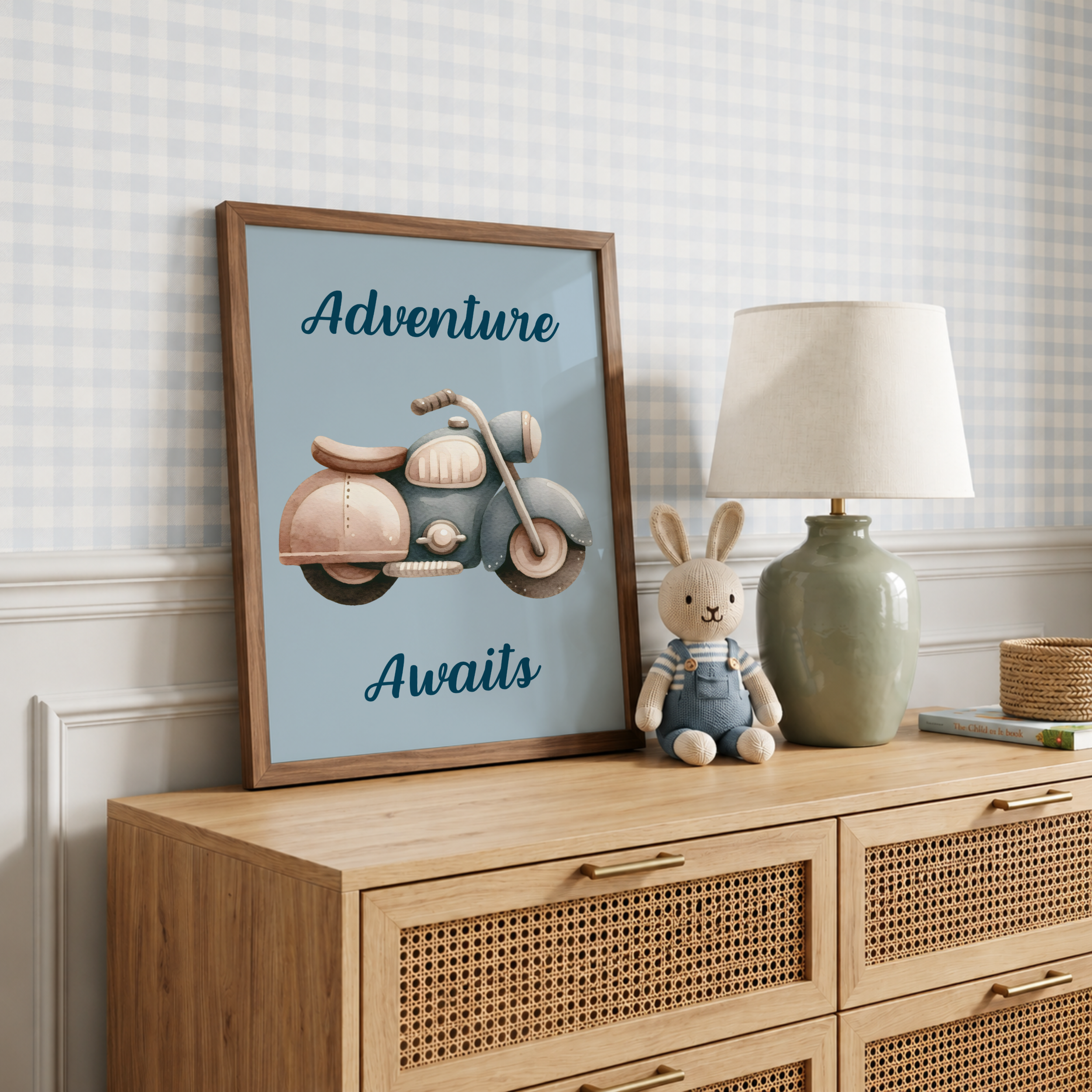 Vintage Motorcycle Nursery Print
