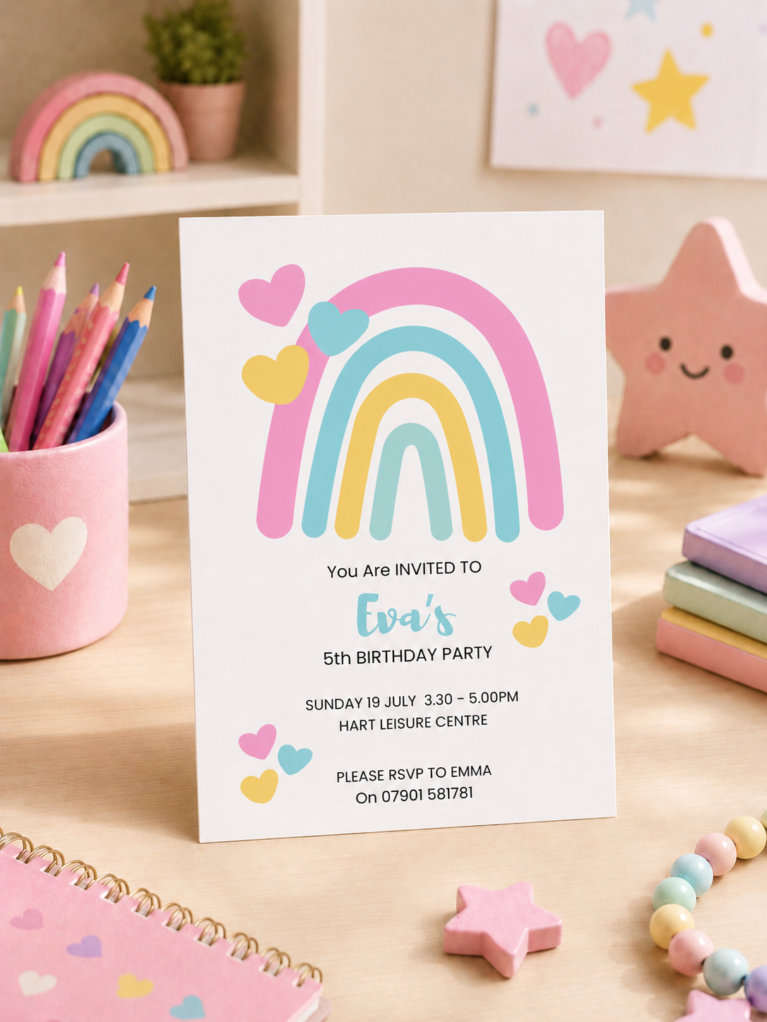 Pastel Rainbow Birthday invitation