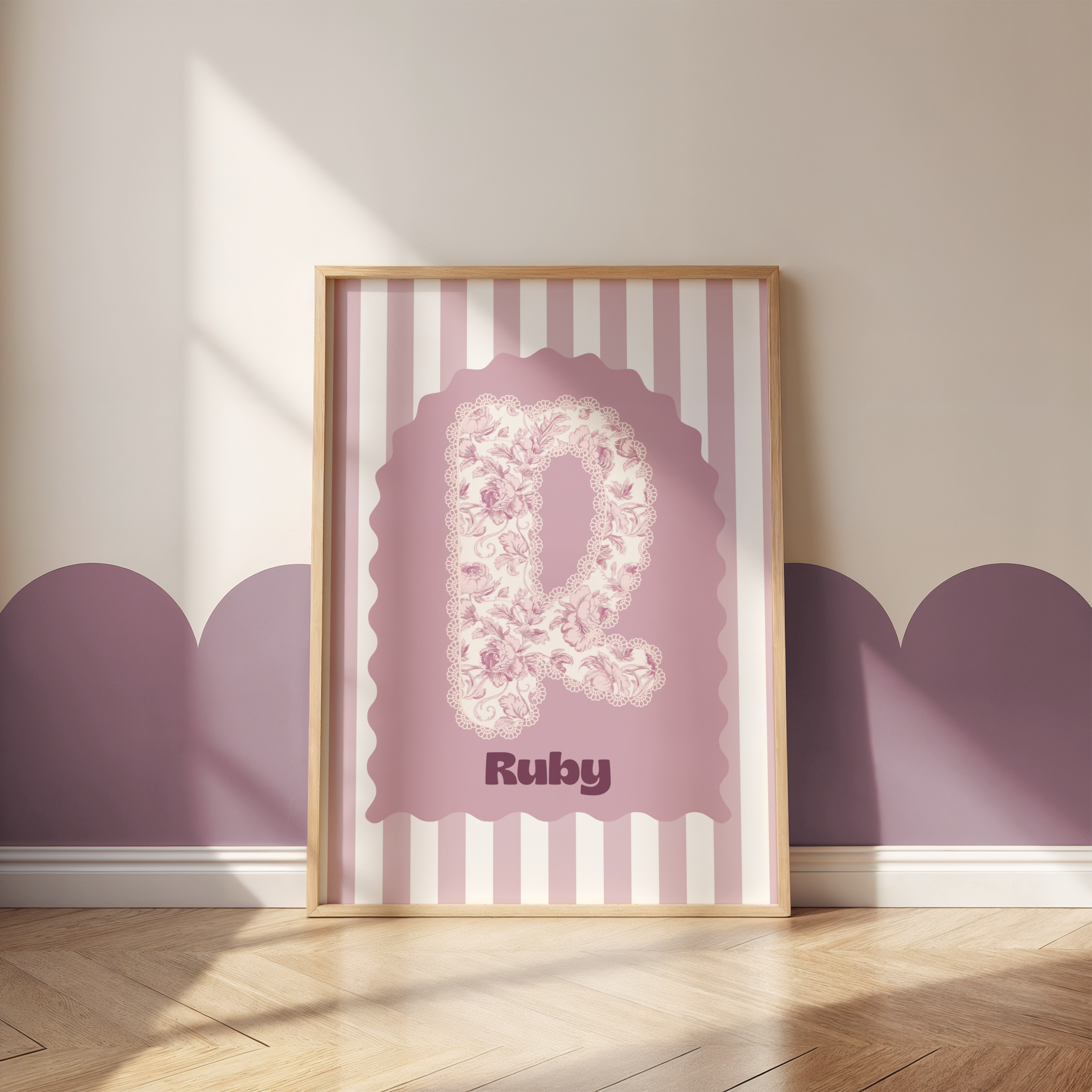 Pink Floral Name Print