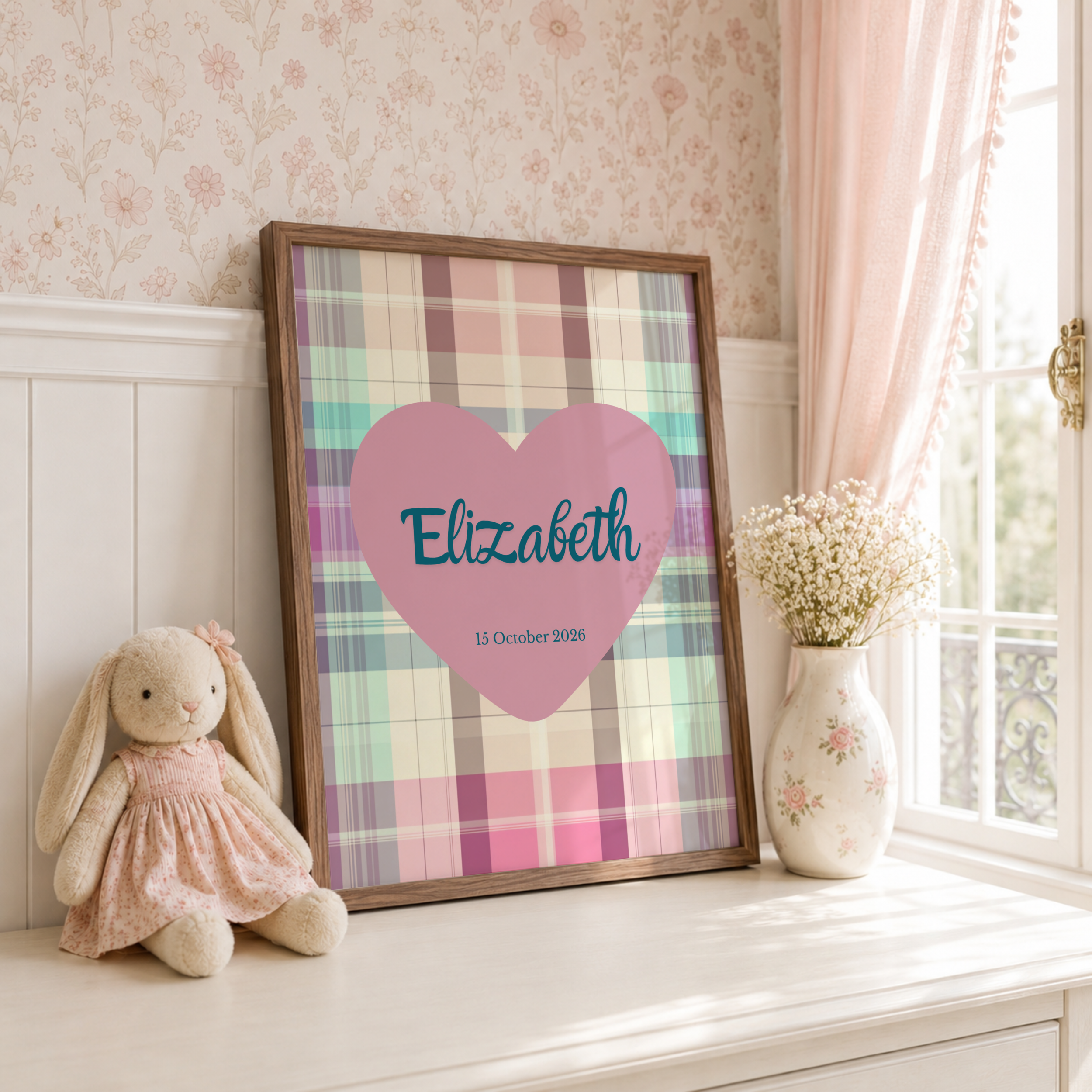 Pastel Plaid Custom Name Print