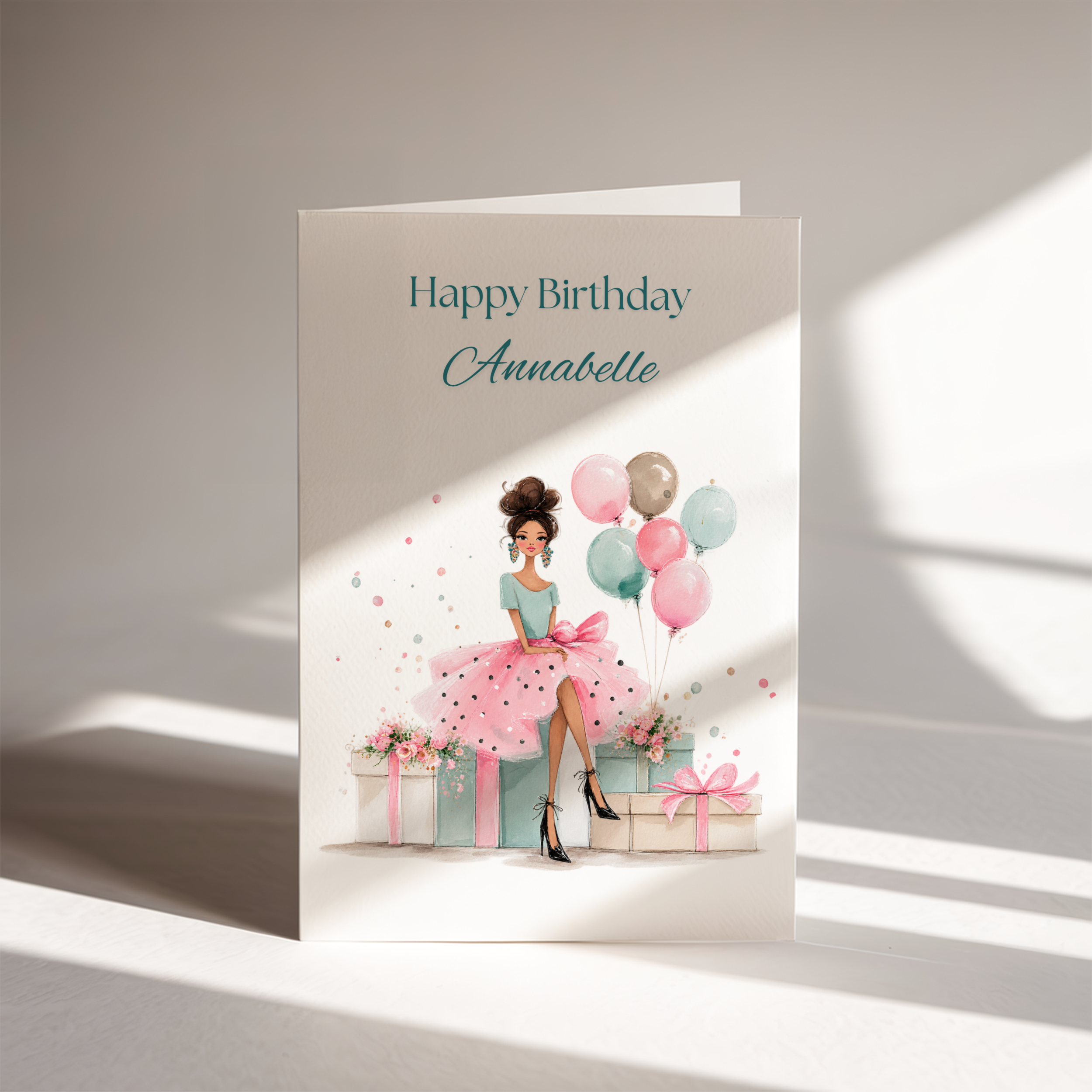 Pastel Pink & Blue Personalised Birthday Card