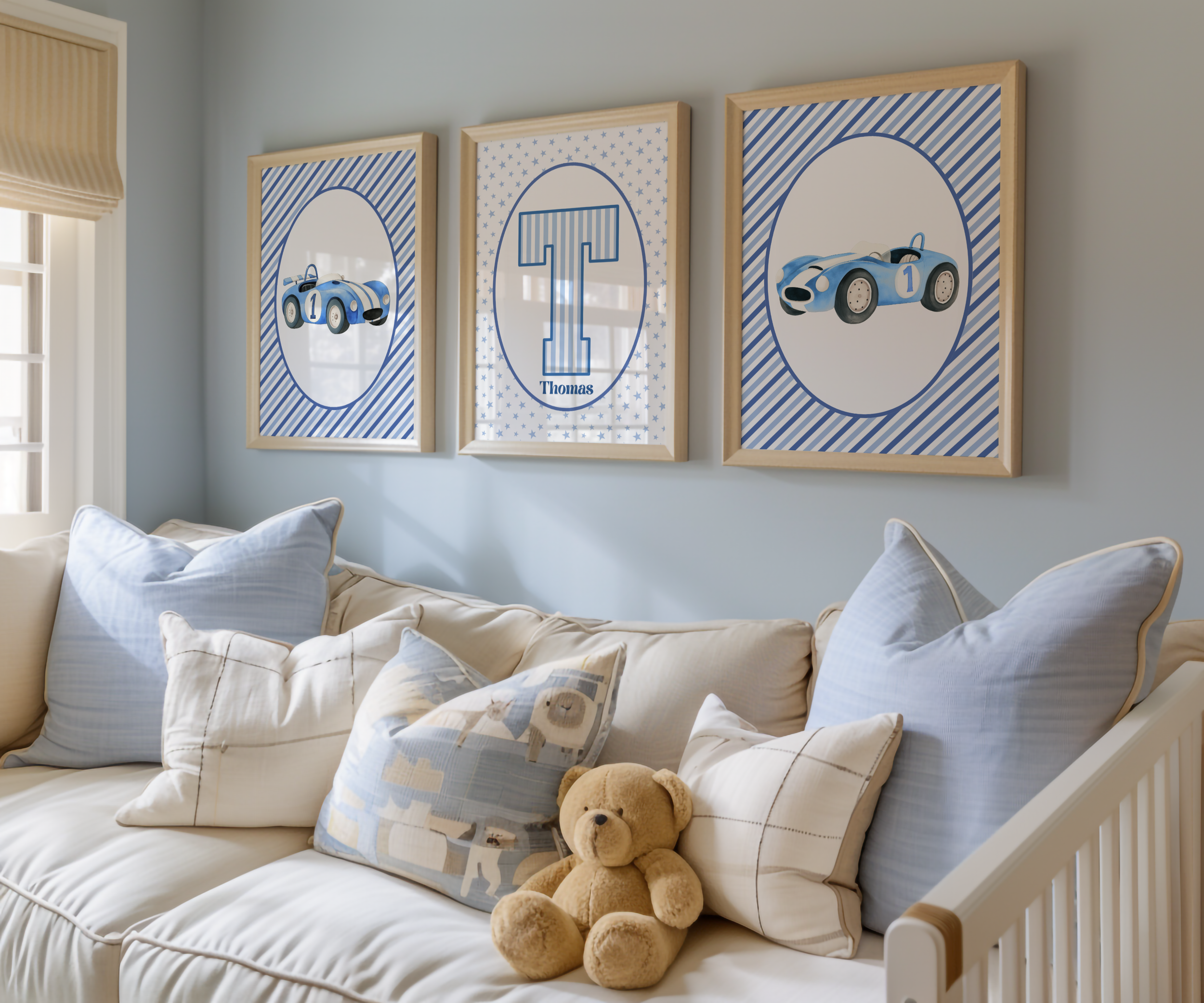 Blue Custom Initial Print Car Set