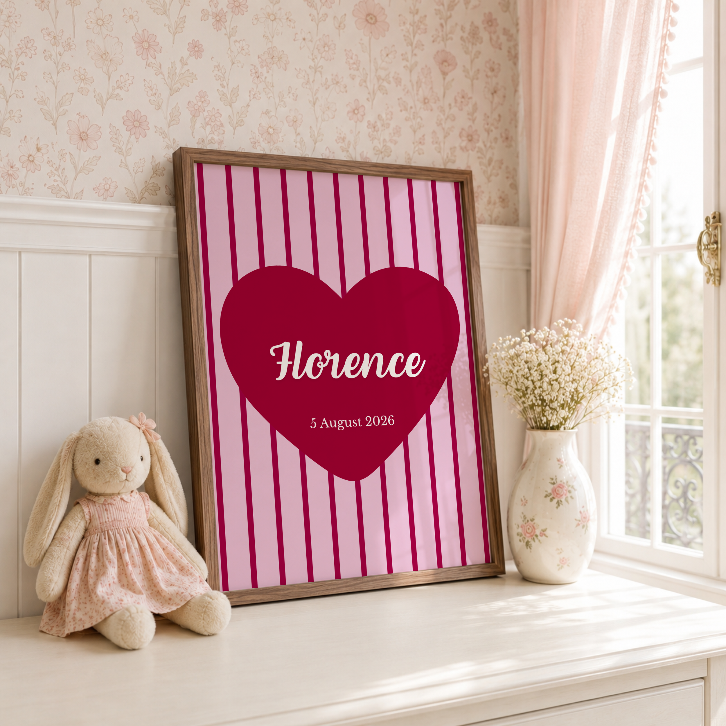 Hot Pink Stripe Name Print