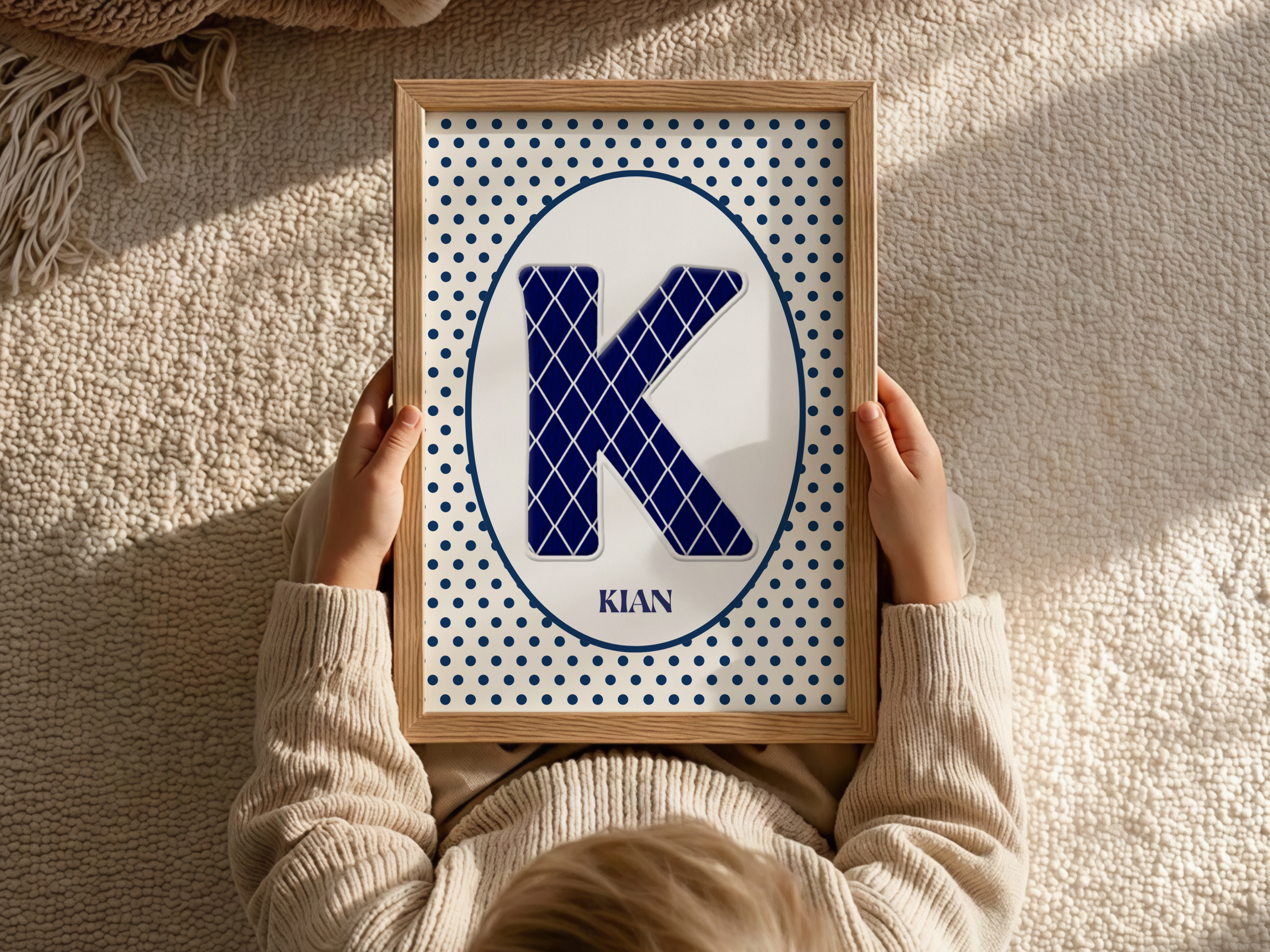 Blue Plaid Custom Name Print