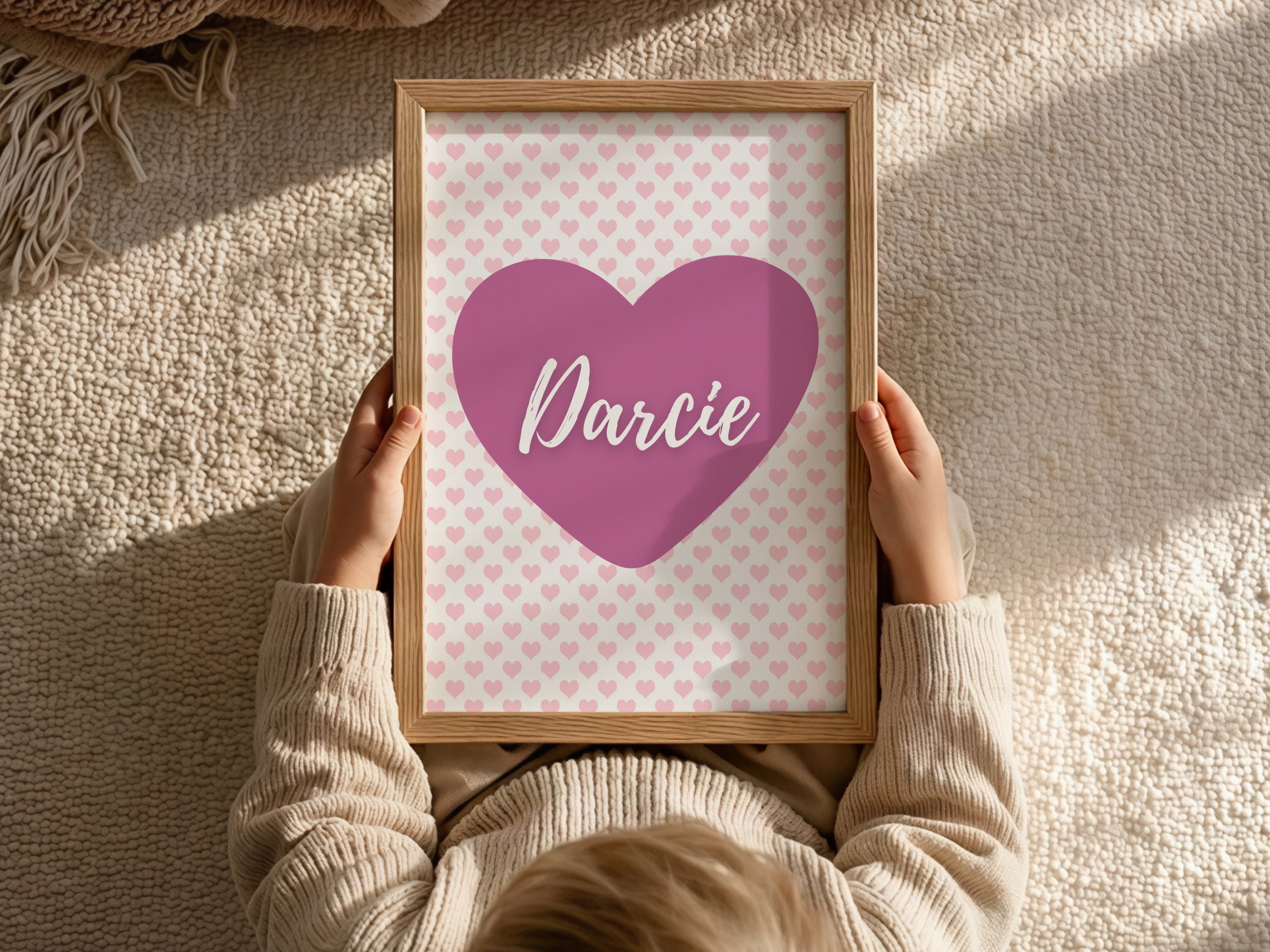 Pink Hearts Custom Name Print