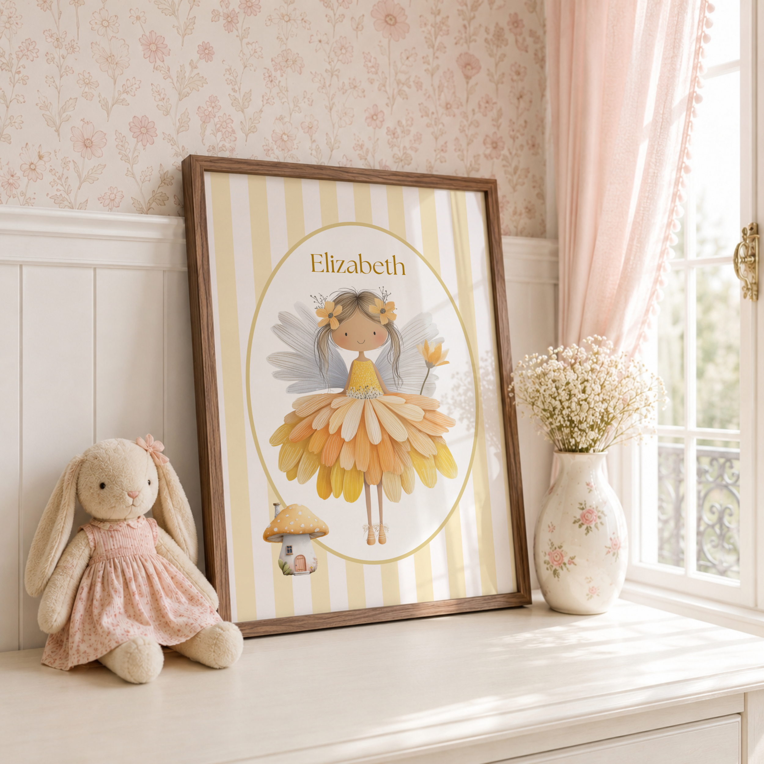 Yellow Custom Fairy Name Print