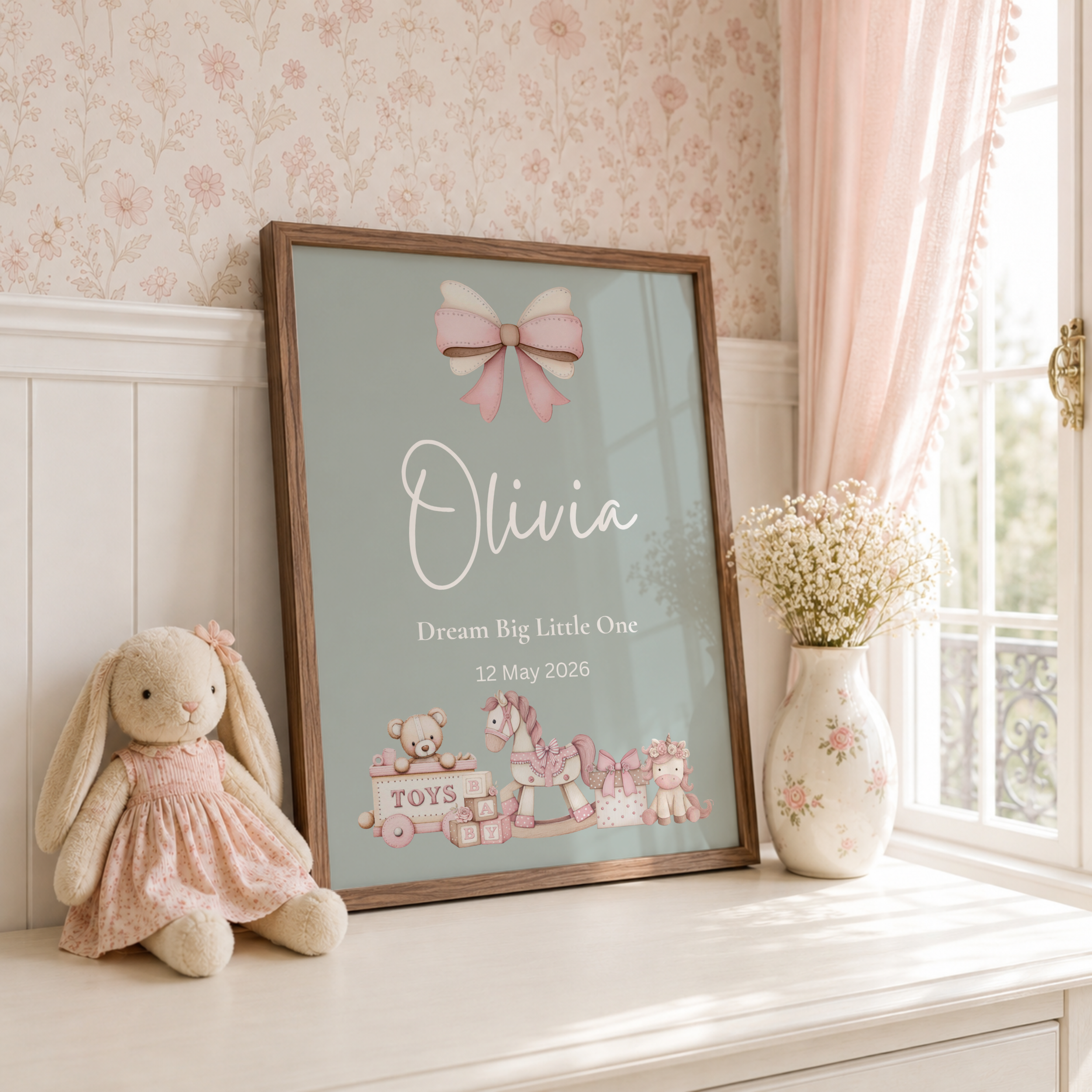 Personalised Bay Girl Nursery Print