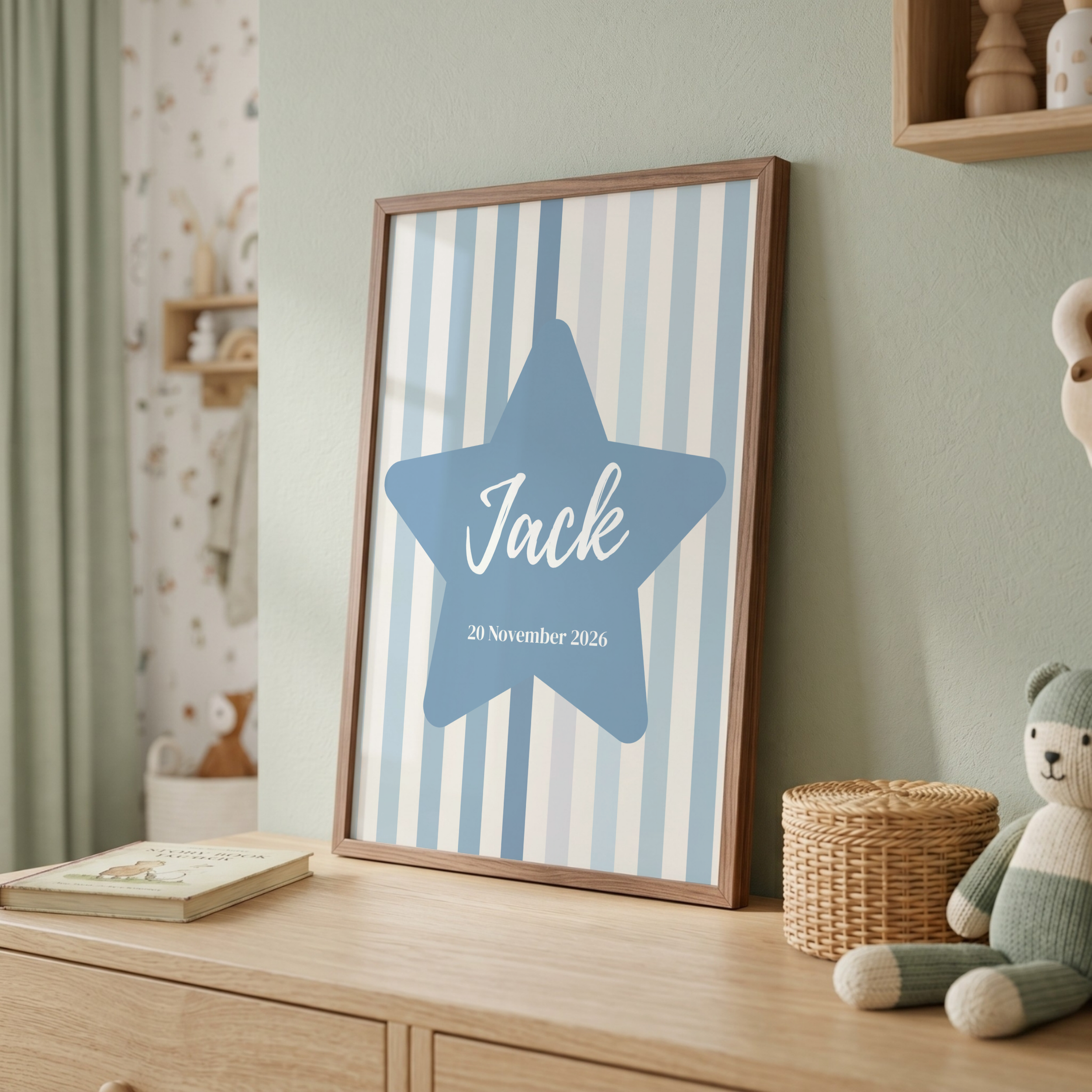 Boys Stripes & Star Custom Name Print