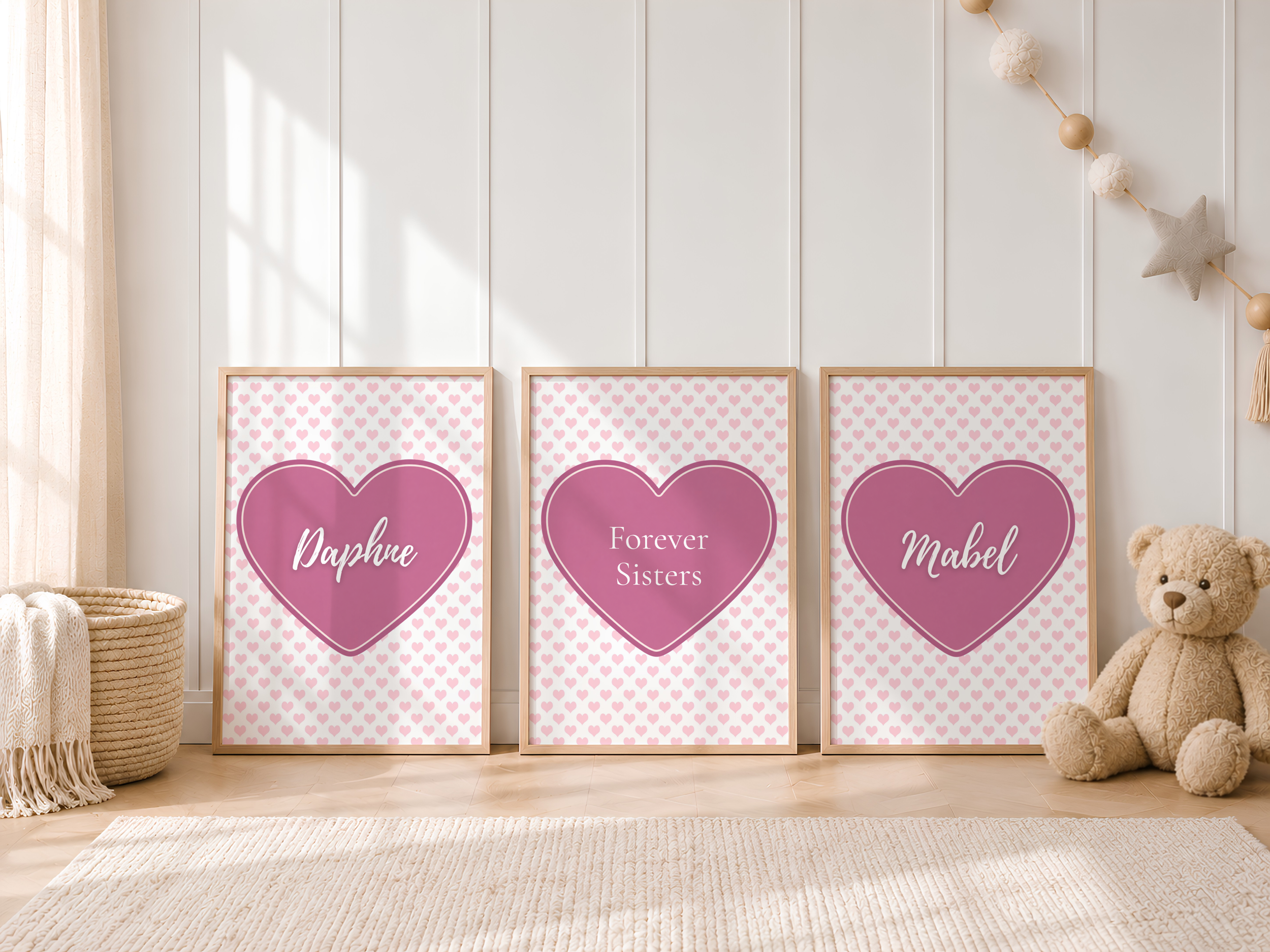 Pink Hearts Sibling Set