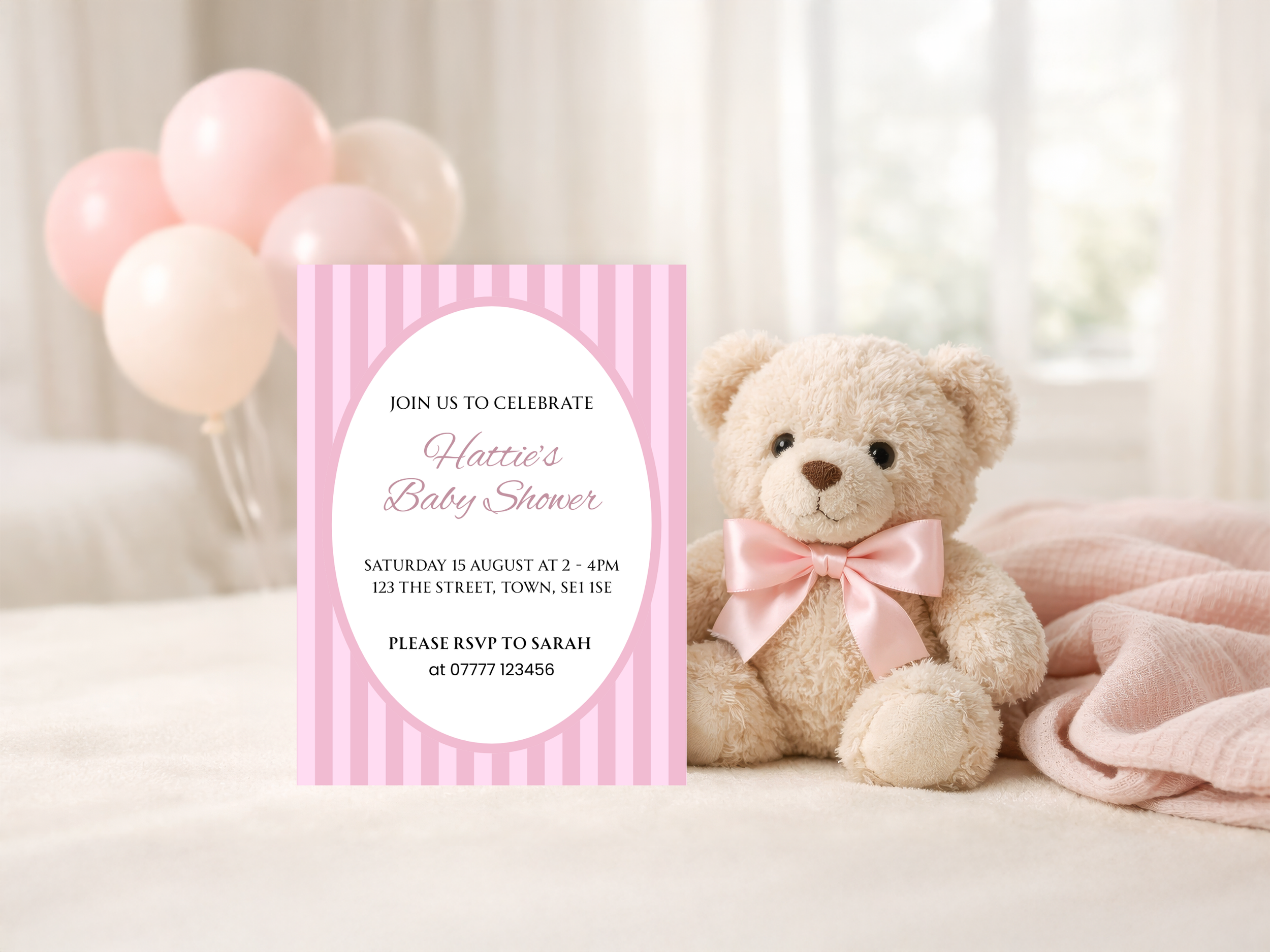 Pin Striped Baby Shower Invitation