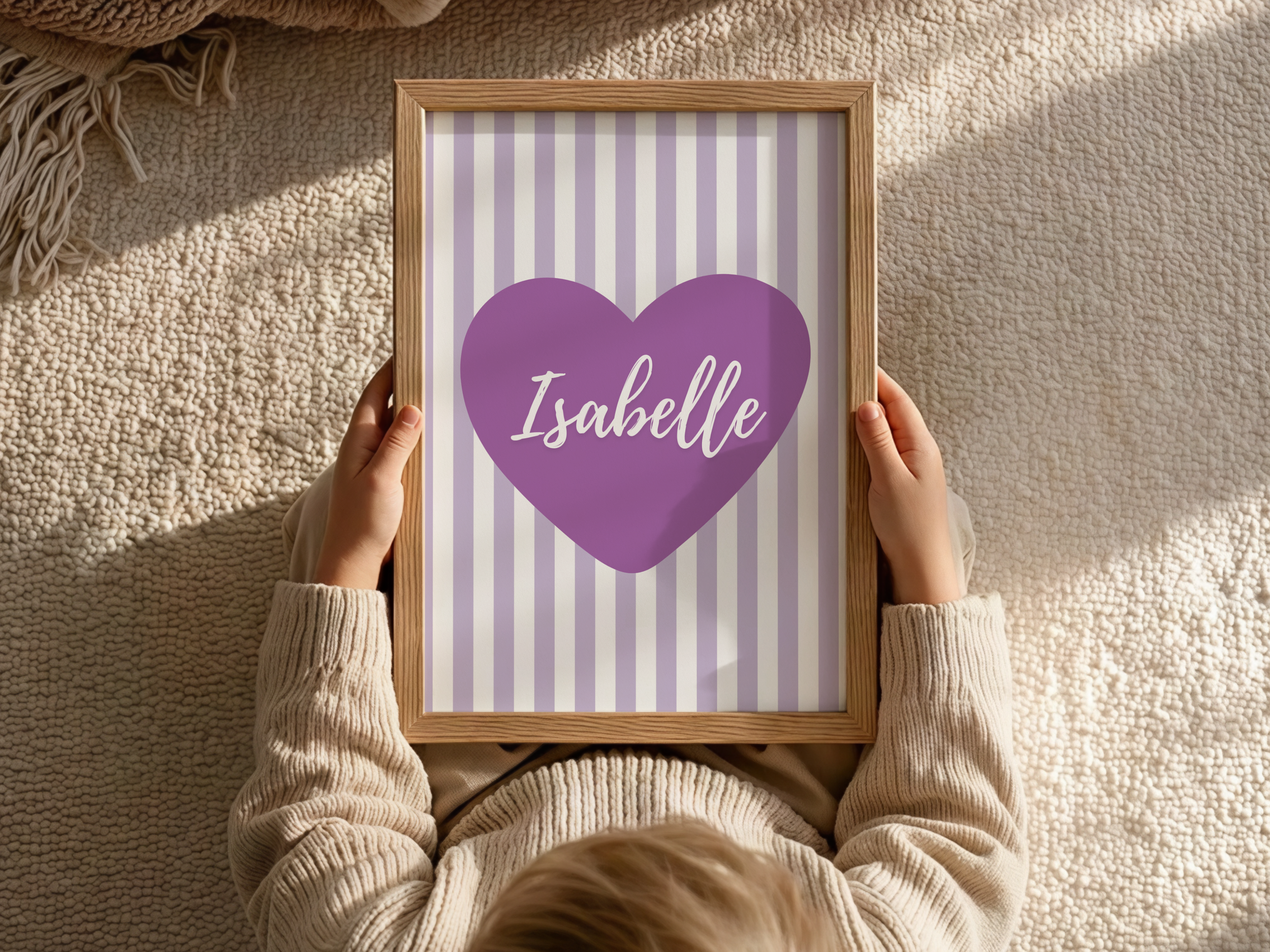 Purple Stripe Custom Initial Print